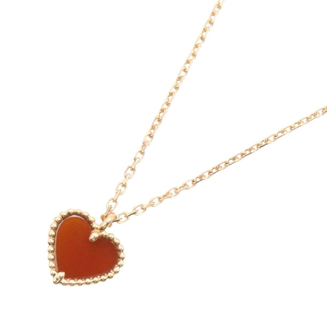 Van Cleef & Arpels Sweet Heart Carnelian Necklace, 18K Pink Gold (PG), Carnelian, Women's, Gold/Red: --- Catalog ---Category: SizePendant Size: 10mm x 9mm / 0.39'' x 0.35''Neck Circumference: 38 cm - 39.5 cm / 14.96'' - 15.55''Category: DesignColor: Gold, Red colorGender: WomenMaterial: Pink gold