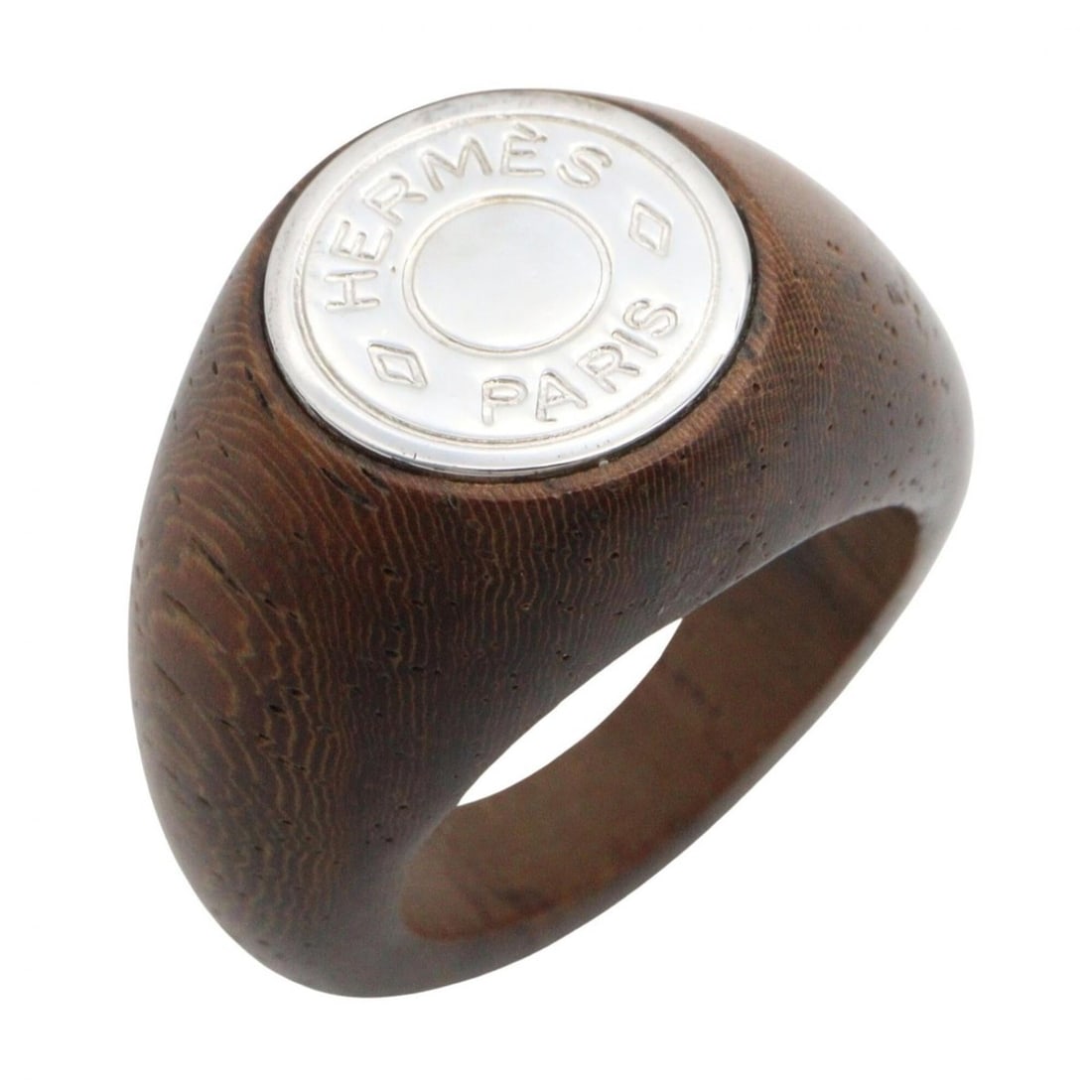 Hermes HERMES Wood Ring, Jewelry, Metal, Wood, Women's, Silver/Brown Tones: --- Catalog ---Category: SizeJP Size: 11.5US Size: 6Category: DesignType: Band ringColor: Brown, SilverGender: WomenMaterial: Metal, WoodCategory: GeneralBrand: Hermes--- Item List ---Section: