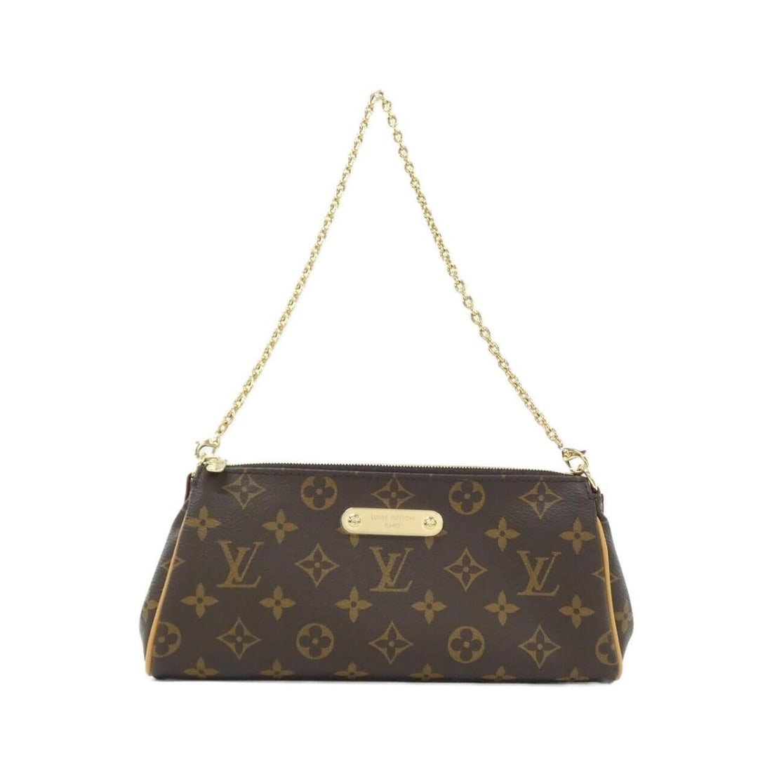 Louis Vuitton Monogram Pochette Eva M13567 Shoulder Bag: --- Catalog ---Category: SizeSize (HxWxD): 12cm x 25.5cm x 4cm / 4.72'' x 10.03'' x 1.57''Category: DesignType: Pochette, Shoulder bagColor: MarronGender: WomenMaterial: Coated canvas Hardware Color: