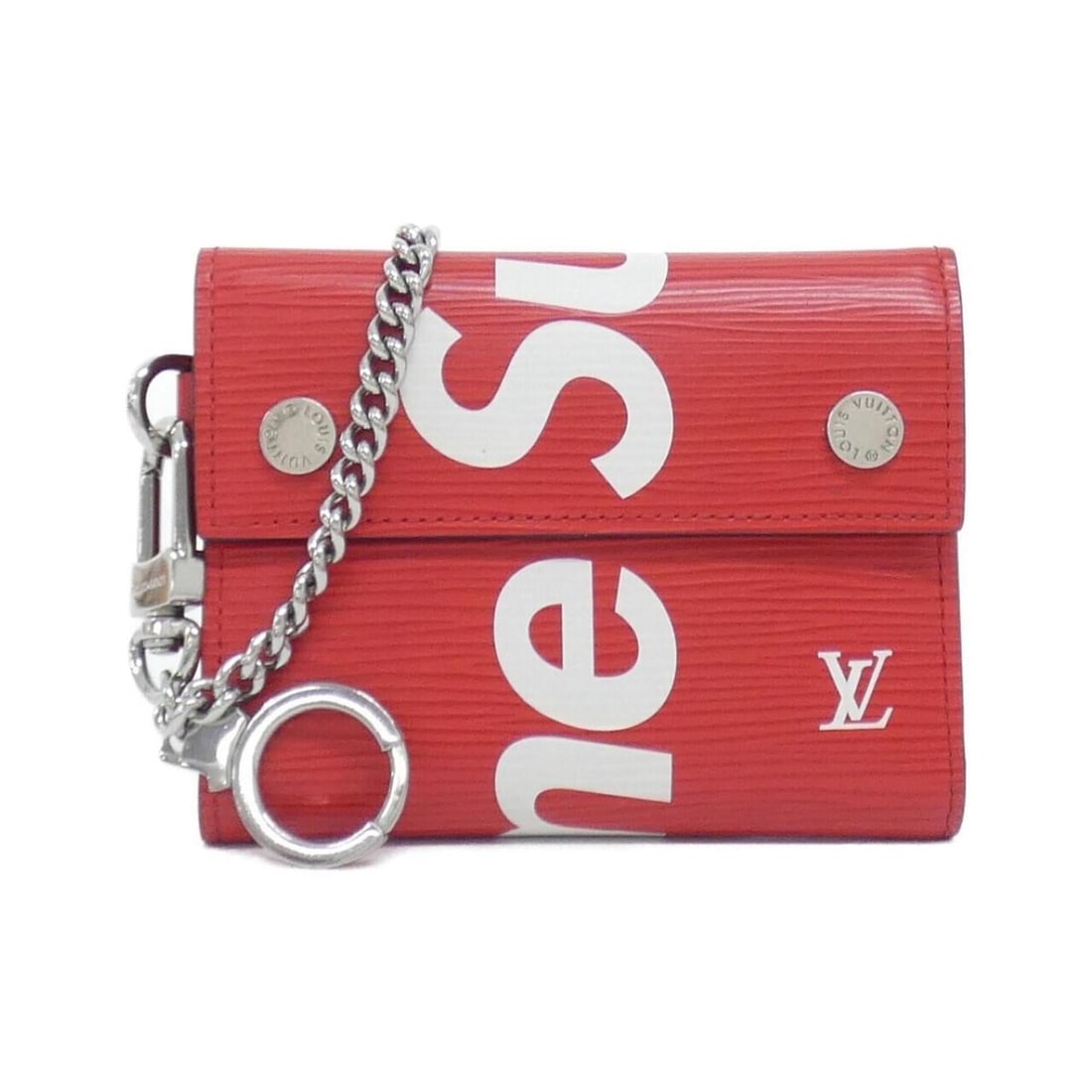 Louis Vuitton Epi (Supreme) Chain Wallet M67755: --- Catalog ---Category: SizeSize (HxWxD): 10cm x 12cm x 2cm / 3.93'' x 4.72'' x 0.78''Category: DesignType: Chain/Shoulder walletColor: RougeGender: Men,WomenMaterial: Leather Leather/Fur Type: Calf 