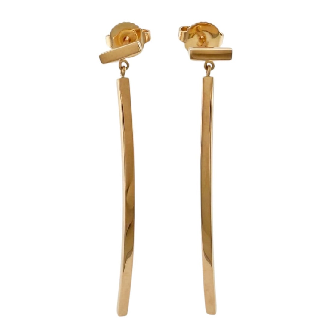 Tiffany & Co. T Wire Bar Earrings, 18K Pink Gold, Women's Earrings.: --- Catalog ---Category: SizeSize (HxWxD): 44.00mm x 6.50mm / 1.73'' x 0.26''Category: DesignType: Drop earringsColor: Pink goldGender: WomenMaterial: Pink gold (18K)Category: GeneralBrand: Tiffany---