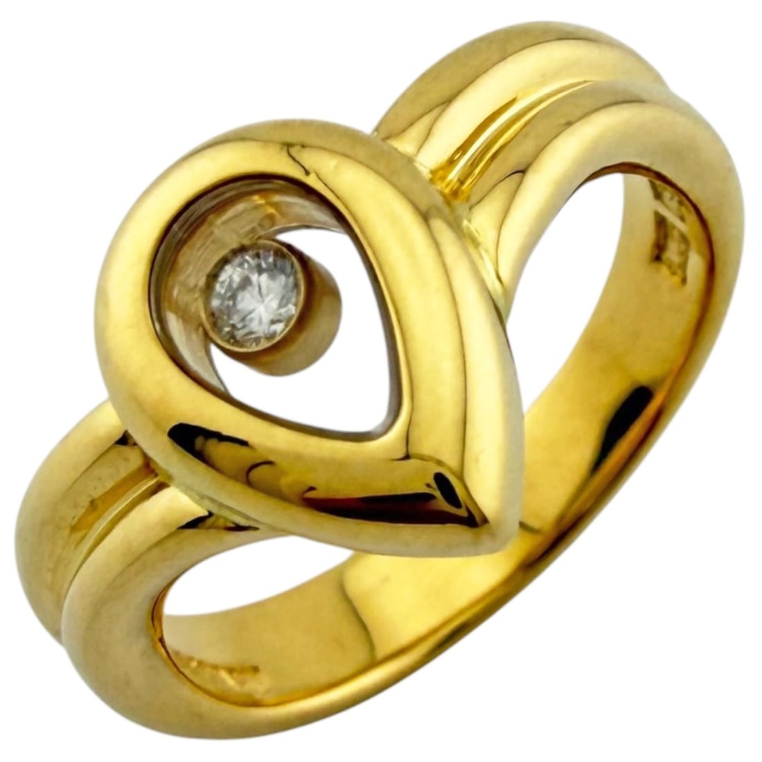 Chopard Happy Diamonds Drop Ring, 18K Yellow Gold, Diamond, Women's Ring: --- Catalog ---Category: SizeJP Size: 12US Size: 6.5Category: DesignType: Band ringColor: GoldGender: WomenCategory: GeneralBrand: ChopardCountry of Origin: Switzerland--- Item List ---Section: Condit