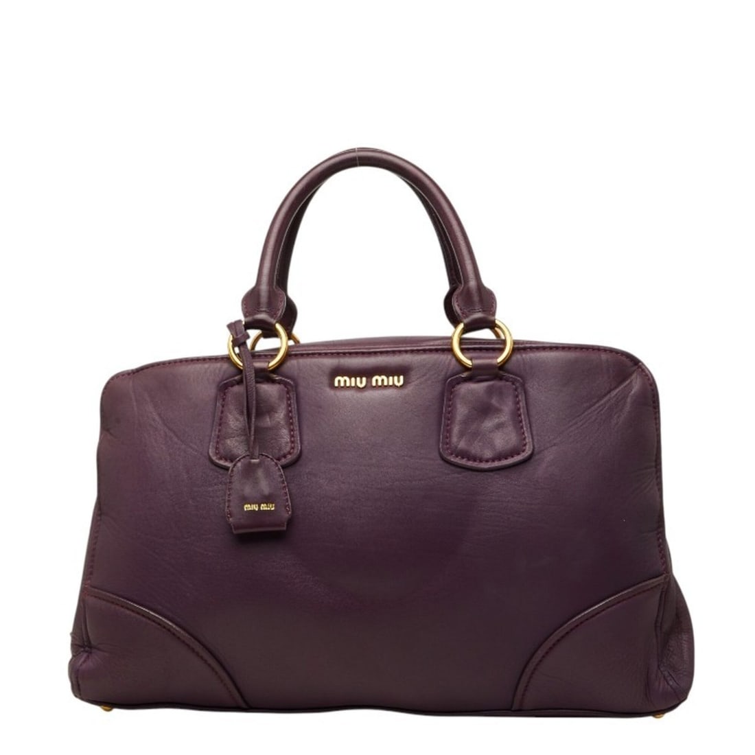 Miu Miu Miu Boston Bag Handbag Purple Gold Leather Women's MIUMIU: --- Catalog ---Category: SizeHandle Drop: 14.50cm / 5.71''Size (HxWxD): 28cm x 45cm x 12cm / 11.02'' x 17.71'' x 4.72''Category: DesignType: Boston bag, HandbagColor: PurpleGender: WomenClosure: Zippe