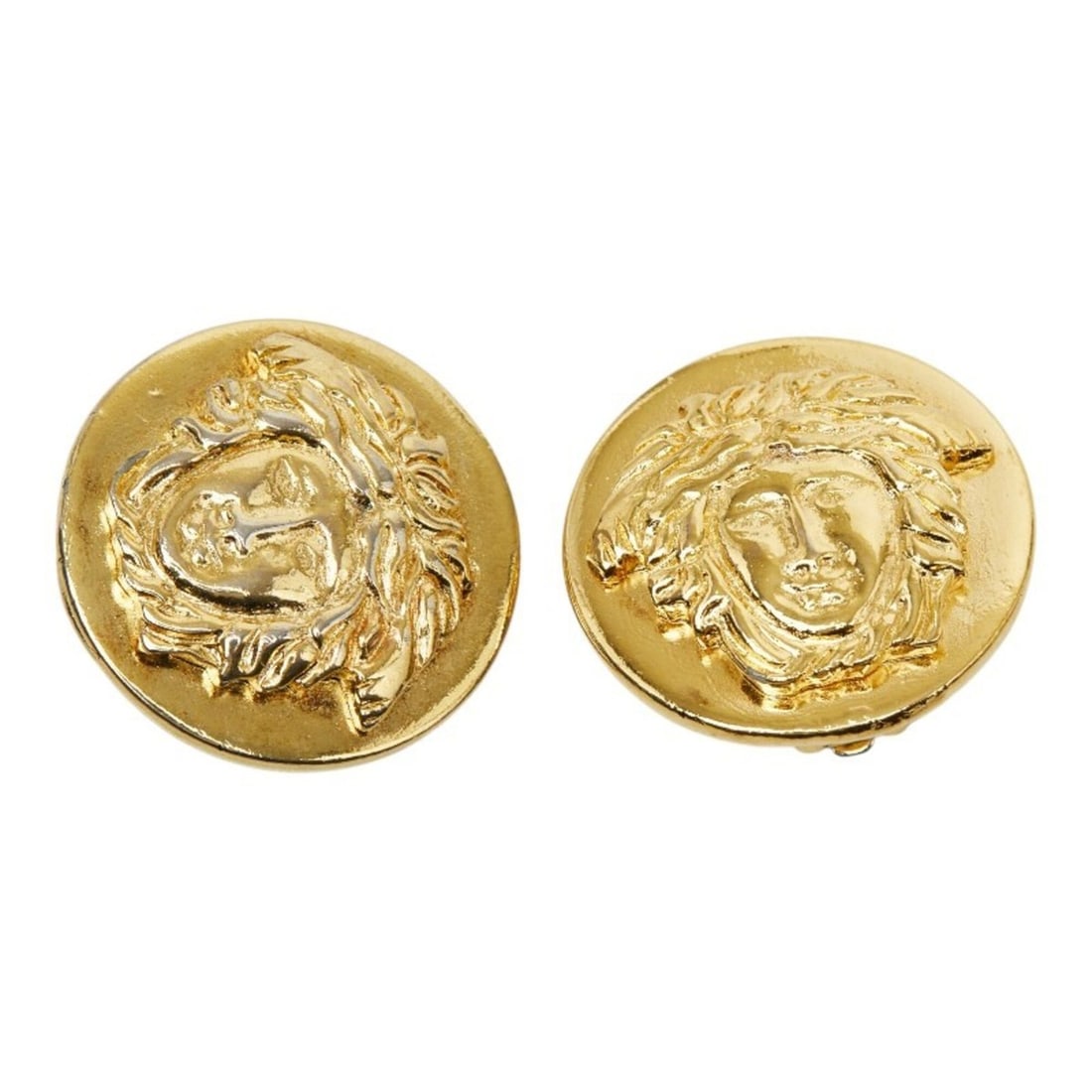 Versace Medusa Round Earrings, Gold Plated, Women's: --- Catalog ---Category: SizeSize (HxWxD): 31.00mm x 31.00mm / 1.22'' x 1.22''Category: DesignType: Clip earringsColor: GoldGender: WomenCategory: GeneralBrand: Versace--- Item List ---Section: Condit
