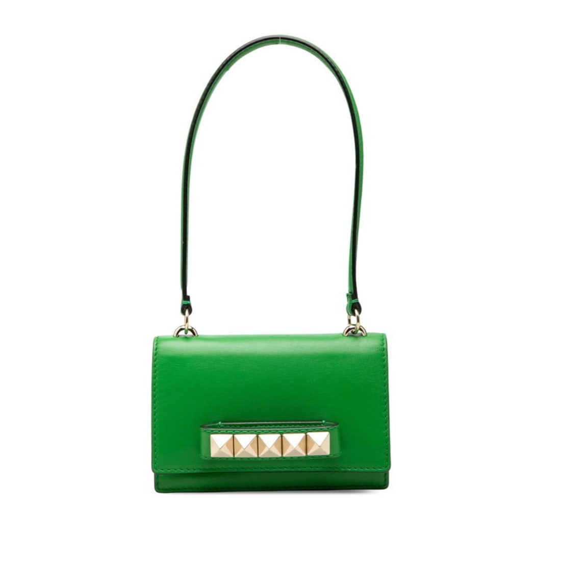 Valentino Rockstud Handbag One Shoulder Green Gold Leather Women's: --- Catalog ---Category: SizeSize (HxWxD): 12cm x 18cm x 5cm / 4.72'' x 7.08'' x 1.96''Category: DesignType: HandbagColor: GreenGender: WomenMaterial: Leather Hardware Color: GoldCategory: GeneralBran