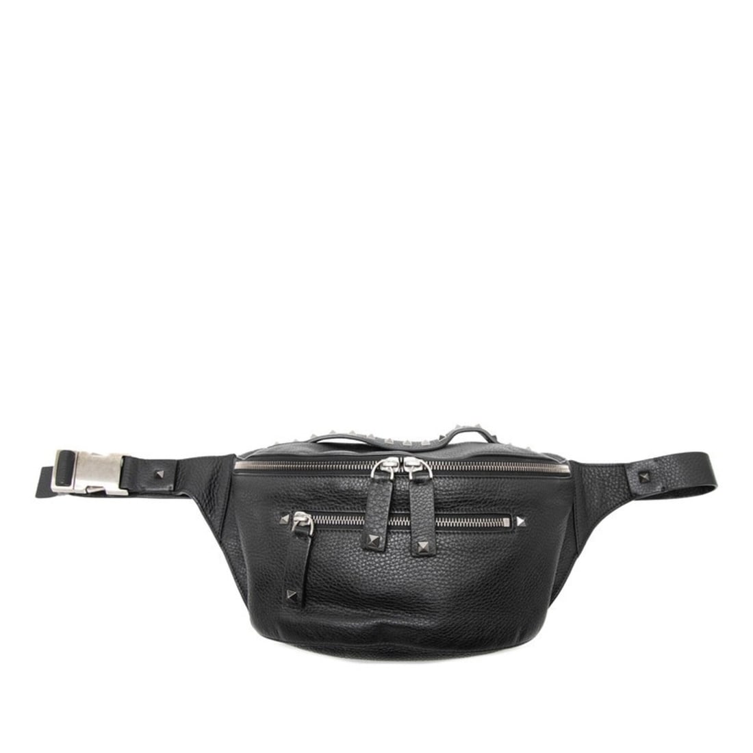 Valentino Rockstud Body Bag Waist Black Leather Women's: --- Catalog ---Category: SizeSize (HxWxD): 18cm x 26cm x 11cm / 7.08'' x 10.23'' x 4.33''Category: DesignType: Fanny pack, Sling bagColor: BlackGender: WomenMaterial: Leather Category: GeneralBrand: V