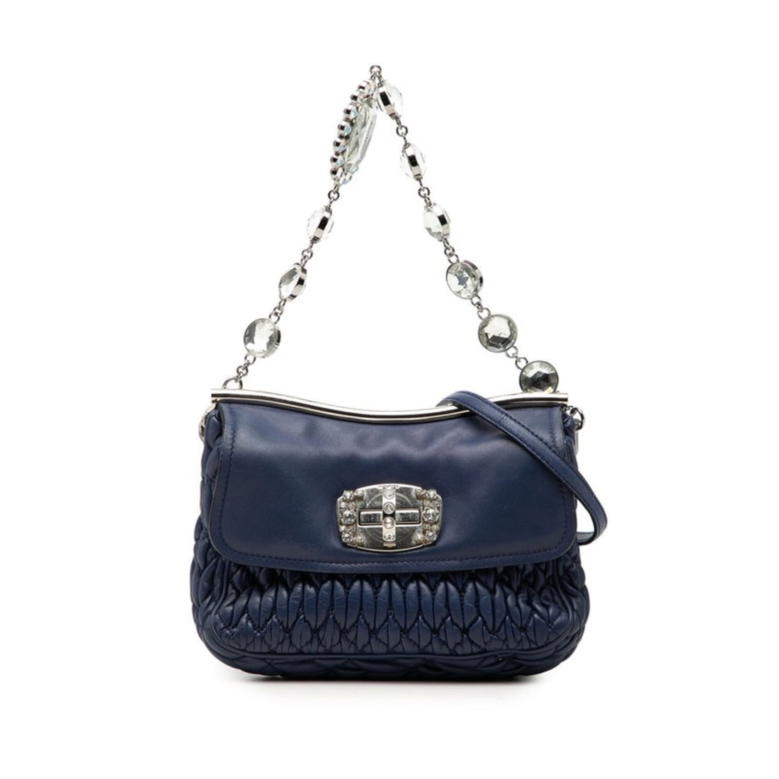 Miu Miu Miu Matelassé Bijou Chain Handbag/Shoulder Bag 2-Way Blue Leather Women's MIUMIU: --- Catalog ---Category: SizeSize (HxWxD): 13cm x 18cm x 7cm / 5.11'' x 7.08'' x 2.75''Category: DesignType: Handbag, Shoulder bagColor: BlueGender: WomenMaterial: Leather Category: GeneralBrand: Miu 