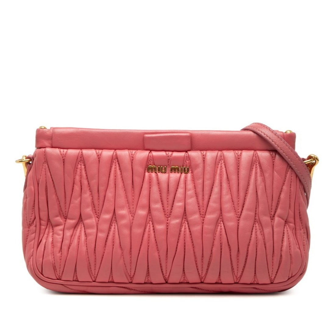 Miu Miu Miu Matelassé Shoulder Bag, One-Shoulder, Pink Leather, Women's MIUMIU: --- Catalog ---Category: SizeStrap Drop: 30cm / 11.81''Size (HxWxD): 15cm x 23cm x 5.5cm / 5.9'' x 9.05'' x 2.16''Category: DesignType: Shoulder bagColor: PinkGender: WomenClosure: Ball claspMaterial: