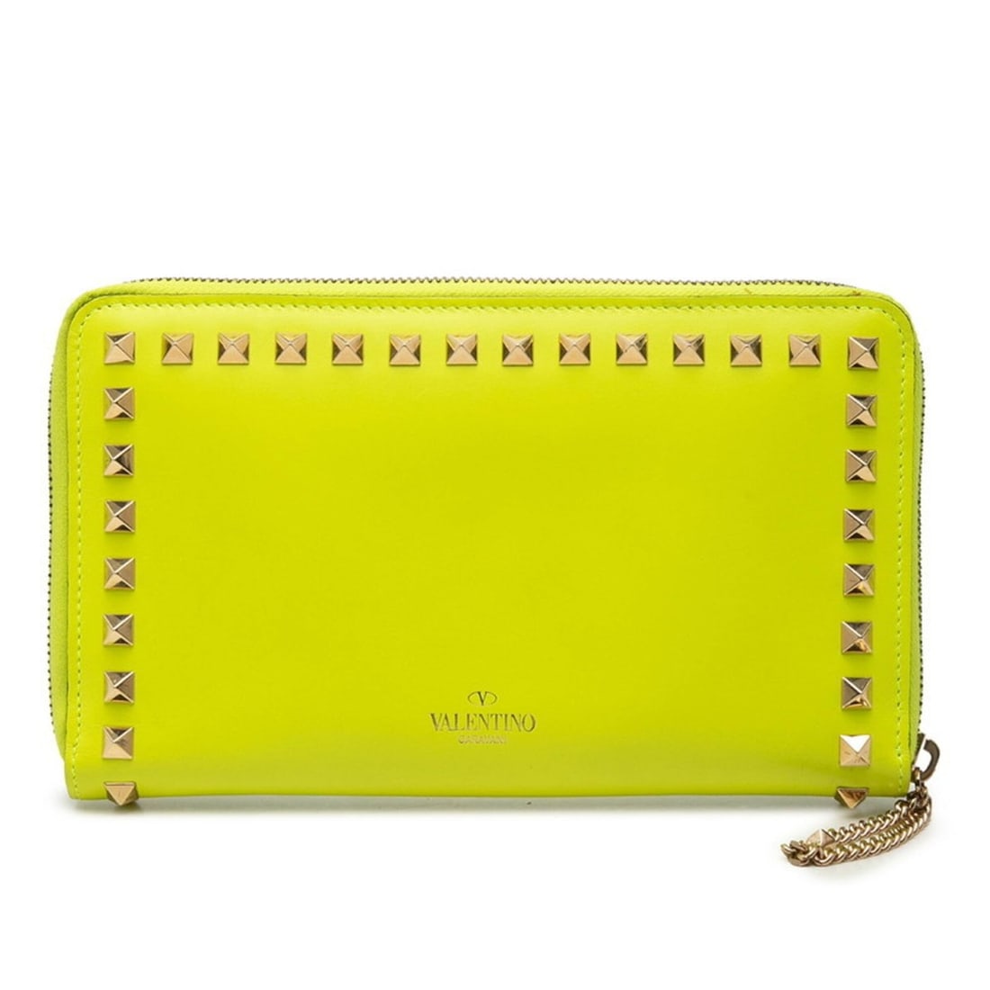 Valentino Rockstud Round Zip Long Wallet Organizer Yellow Leather Plated Women's VALENTINO: --- Catalog ---Category: SizeSize (HxWxD): 12.5cm x 20.5cm x 2cm / 4.92'' x 8.07'' x 0.78''Category: DesignType: Long wallet (bi-fold)Color: YellowGender: WomenClosure: ZipperMaterial: Leather Categor