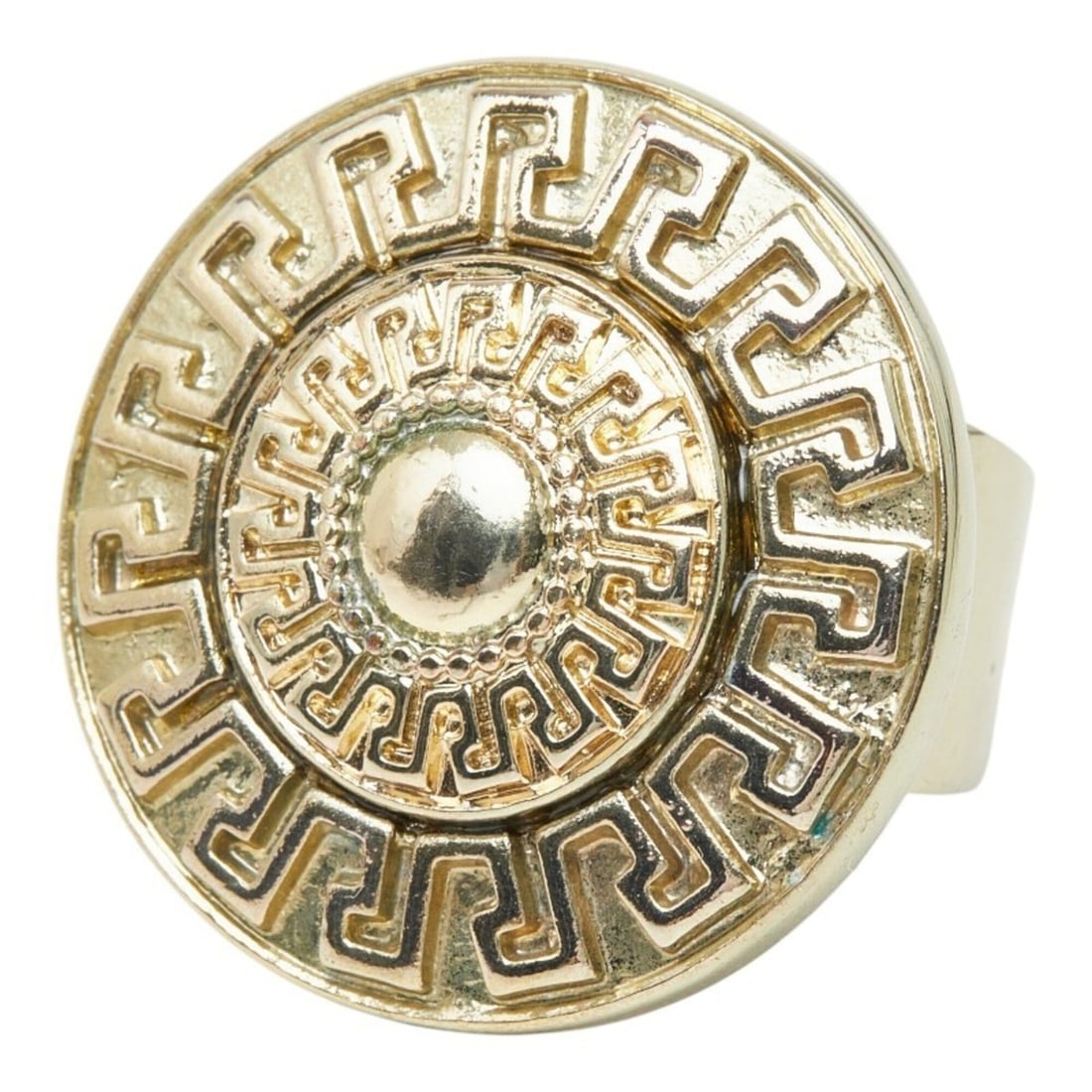 Versace Logo Ring, Gold Plated, Women's Ring: --- Catalog ---Category: SizeJP Size: 15.5US Size: 7.5Category: DesignType: Band ringColor: GoldGender: WomenCategory: GeneralBrand: Versace--- Item List ---Section: ConditionRanking: Rank AB Used - T