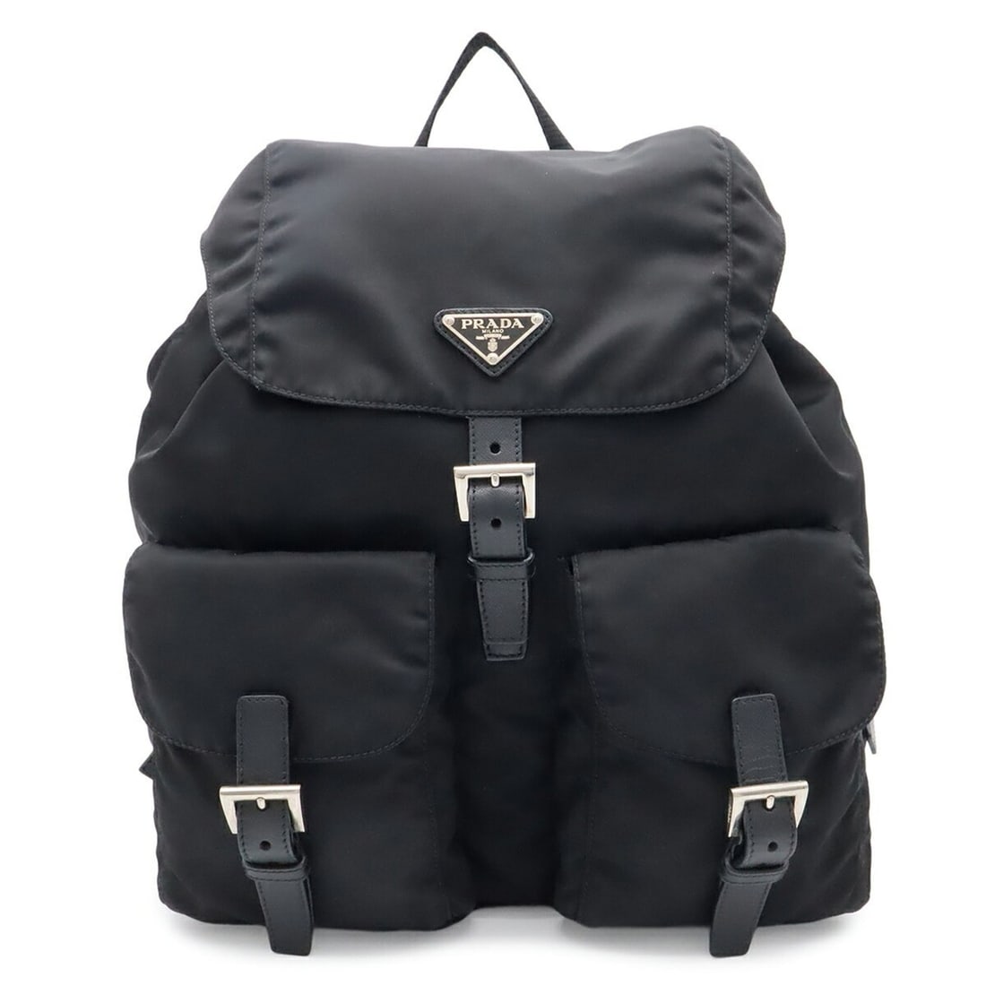 PRADA Triangle Backpack, Rucksack, Daypack, Nylon and Leather, NERO Black, 1BZ811: --- Catalog ---Category: SizeSize (HxWxD): 35cm x 29.5cm x 15cm / 13.77'' x 11.61'' x 5.9''Category: DesignType: BackpackColor: Black, NeroGender: WomenMaterial: Nylon , Leather Category: GeneralMPN: 