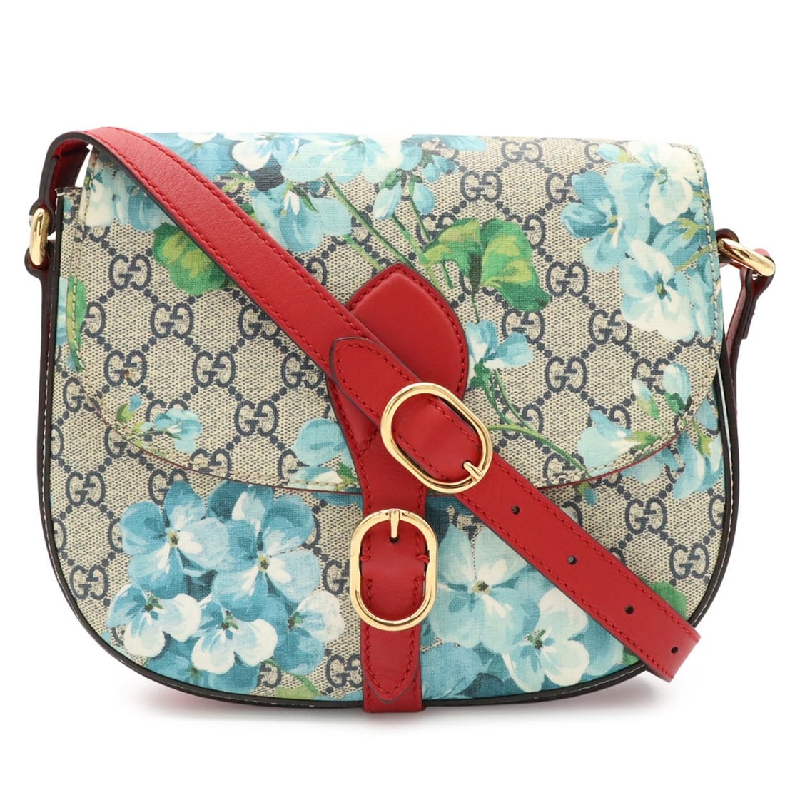 GUCCI GG Blooms Supreme Shoulder Bag/Pochette in Beige, Blue Multicolor, and Red (432150): --- Catalog ---Category: SizeSize (HxWxD): 20.5cm x 24cm x 7cm / 8.07'' x 9.44'' x 2.75''Category: DesignType: Pochette, Shoulder bagColor: Beige, Blue, Multi-color, Red colorGender: WomenMaterial: GG