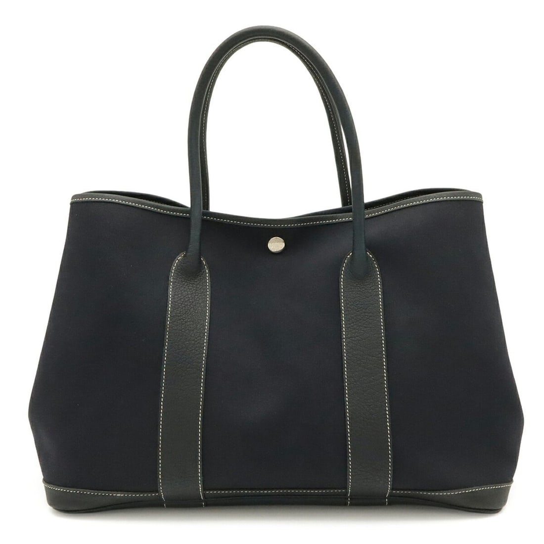 HERMES Garden PM Tote Bag, Handbag, Shoulder Toile Officier Leather, Navy Blue, ?I Stamp (1 of 10)