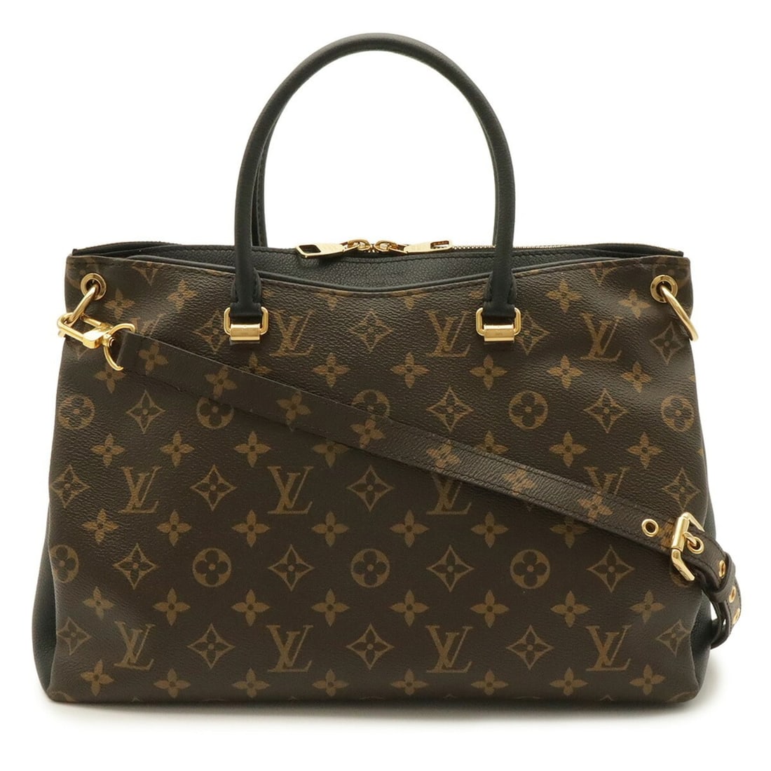 LOUIS VUITTON Louis Vuitton Monogram Pallas Handbag Tote Bag Shoulder Noir Black M42756 (1 of 16)