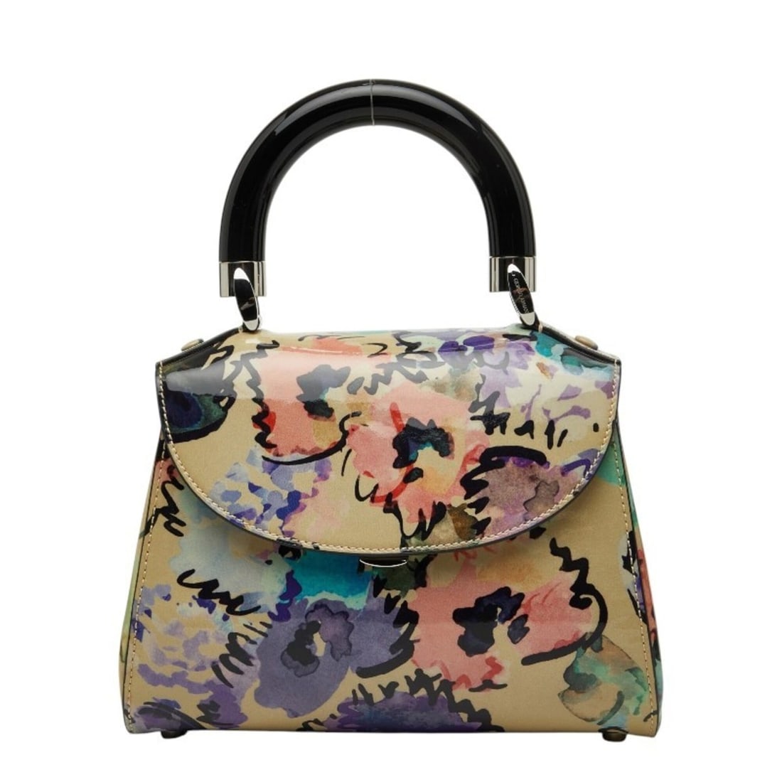 Giorgio Armani Flower Handbag, Beige Multicolor Enamel, Women's.: --- Catalog ---Category: SizeHandle Drop: 8.00cm / 3.15''Size (HxWxD): 18cm x 22cm x 9cm / 7.08'' x 8.66'' x 3.54''Category: DesignType: HandbagColor: Beige, Multi-colorGender: WomenMaterial: Leather 