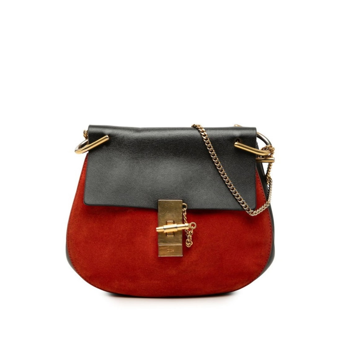 Chloé Chloe Drew Crossbody Chain Shoulder Bag, Black and Red Leather Suede, Women's.: --- Catalog ---Category: SizeSize (HxWxD): 18.5cm x 23cm x 7.5cm / 7.28'' x 9.05'' x 2.95''Category: DesignType: Shoulder bagColor: Black, Red colorGender: WomenMaterial: Leather , Suede Category: Gen