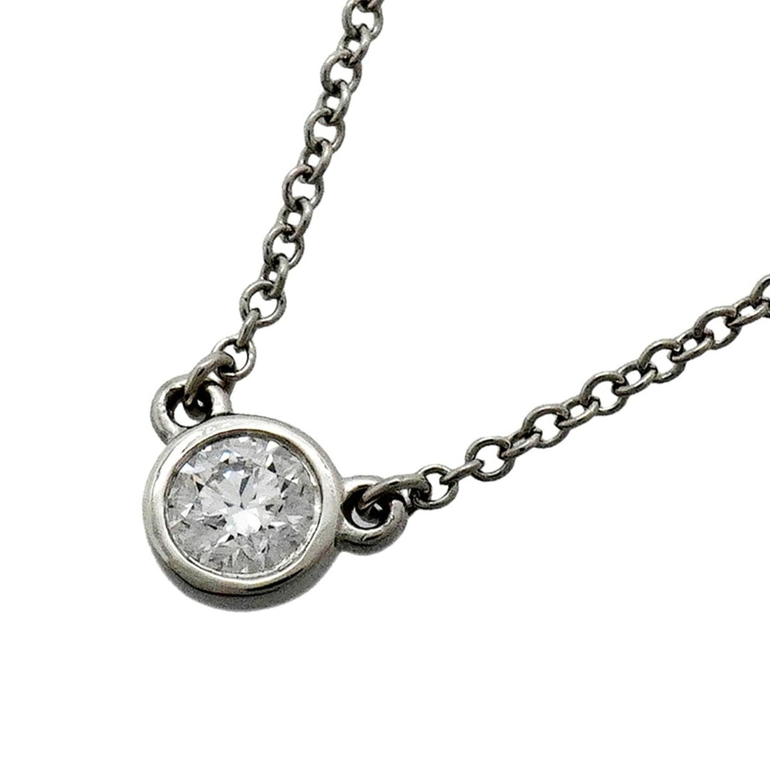 Tiffany & Co. By the Yard Necklace, 1PD (Pt950) Platinum Diamond, Ladies' Necklace: --- Catalog ---Category: SizePendant Size: 4.8mm x 4.7mm / 0.18'' x 0.18''Neck Circumference: 41 cm / 16.14''Category: DesignStone: DiamondGender: WomenMaterial: Platinum 950Necklace Type: NecklaceCat
