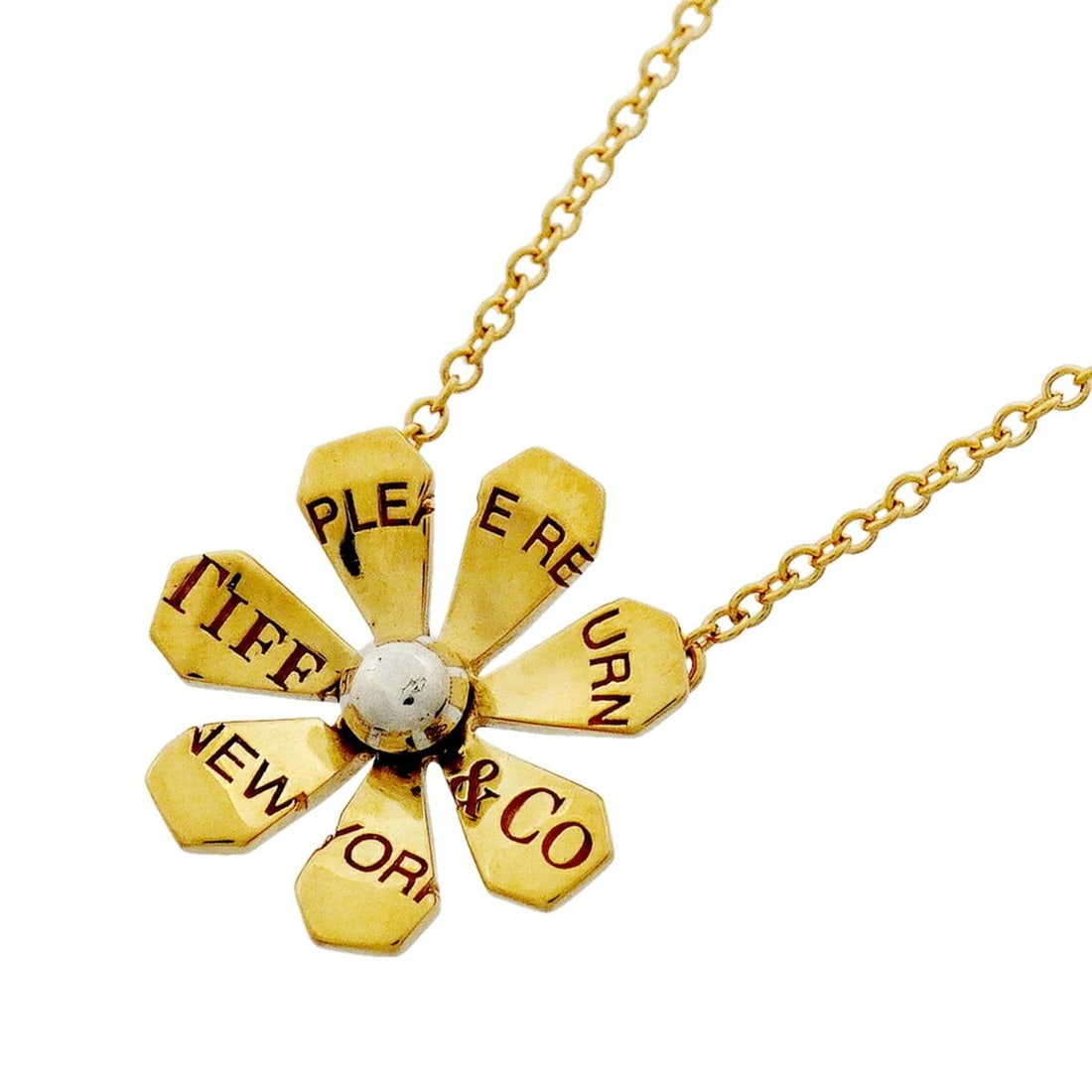 Tiffany & Co. Return to Love Bugs Flower Necklace, 18K Yellow Gold (KYG), Sterling Silver 925,: --- Catalog ---Category: SizePendant Size: 13.6mm x 13.5mm / 0.53'' x 0.53''Neck Circumference: 41 cm - 46 cm / 16.14'' - 18.11''Category: DesignGender: WomenMaterial: Silver 925, Yellow gold (18K)Nec