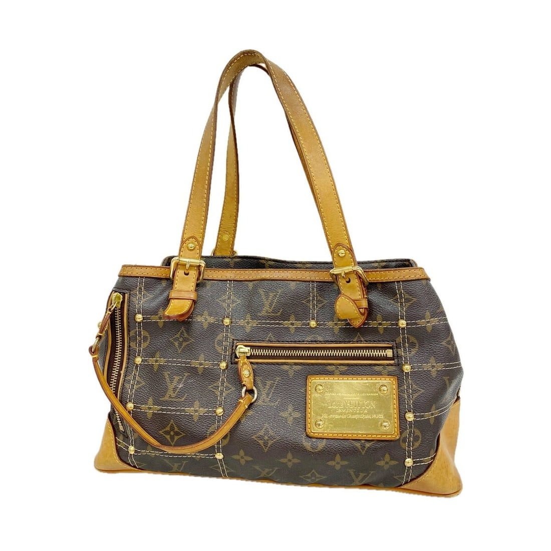 Louis Vuitton Monogram Rivet Handbag M40140 Brown Women's