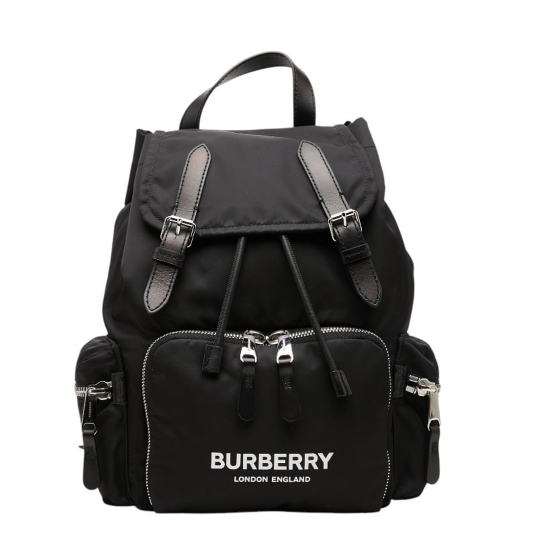 Burberry Logo Print Backpack 8011617 Black Calfskin Nylon Women's BURBERRY