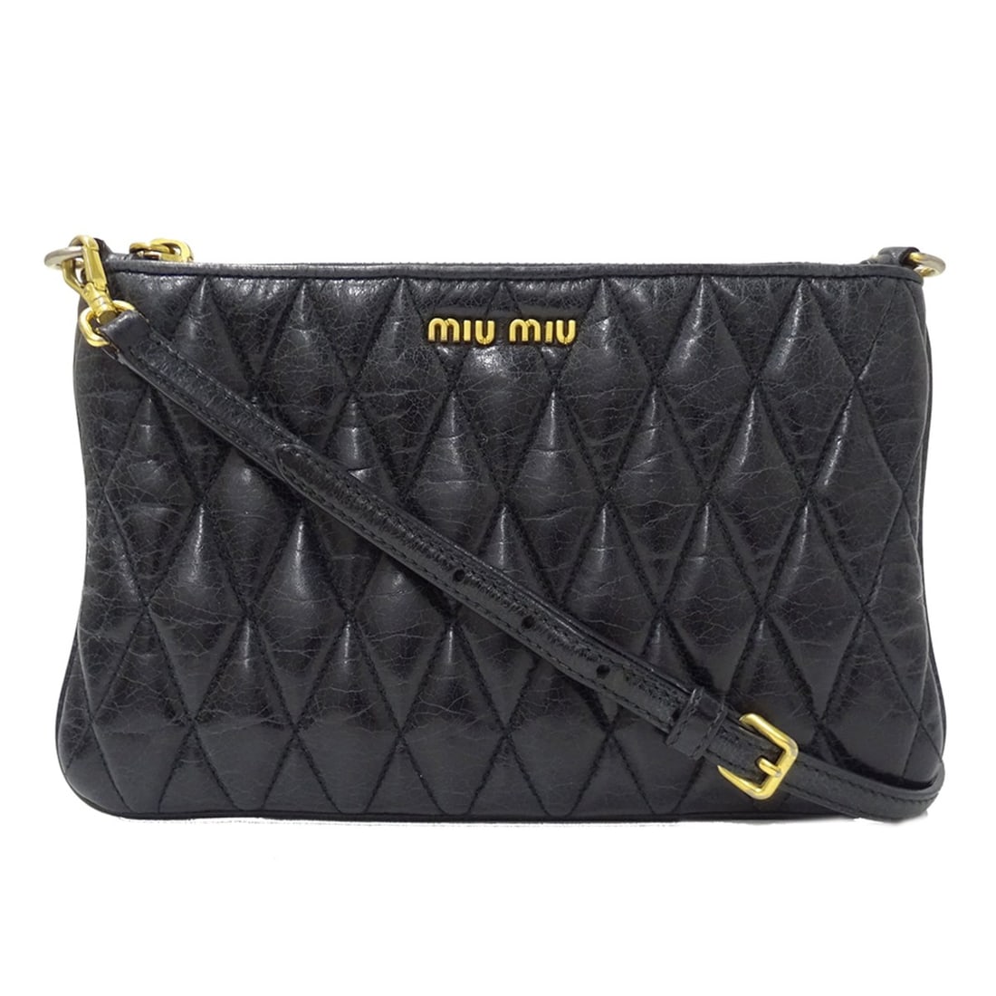 Miu Miu Miu handbag for women, brand shoulder bag, leather, quilted, black. (1 of 15)