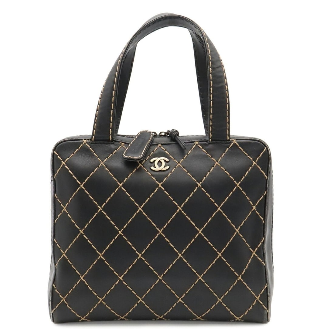 CHANEL Wild Stitch Coco Mark Tote Bag Handbag Leather Black A14693: --- Catalog ---Category: SizeSize (HxWxD): 25cm x 30cm x 14cm / 9.84'' x 11.81'' x 5.51''Category: DesignType: Handbag, Pouch, Tote bagColor: BlackGender: WomenHandmade: YesMaterial: Leather Category: