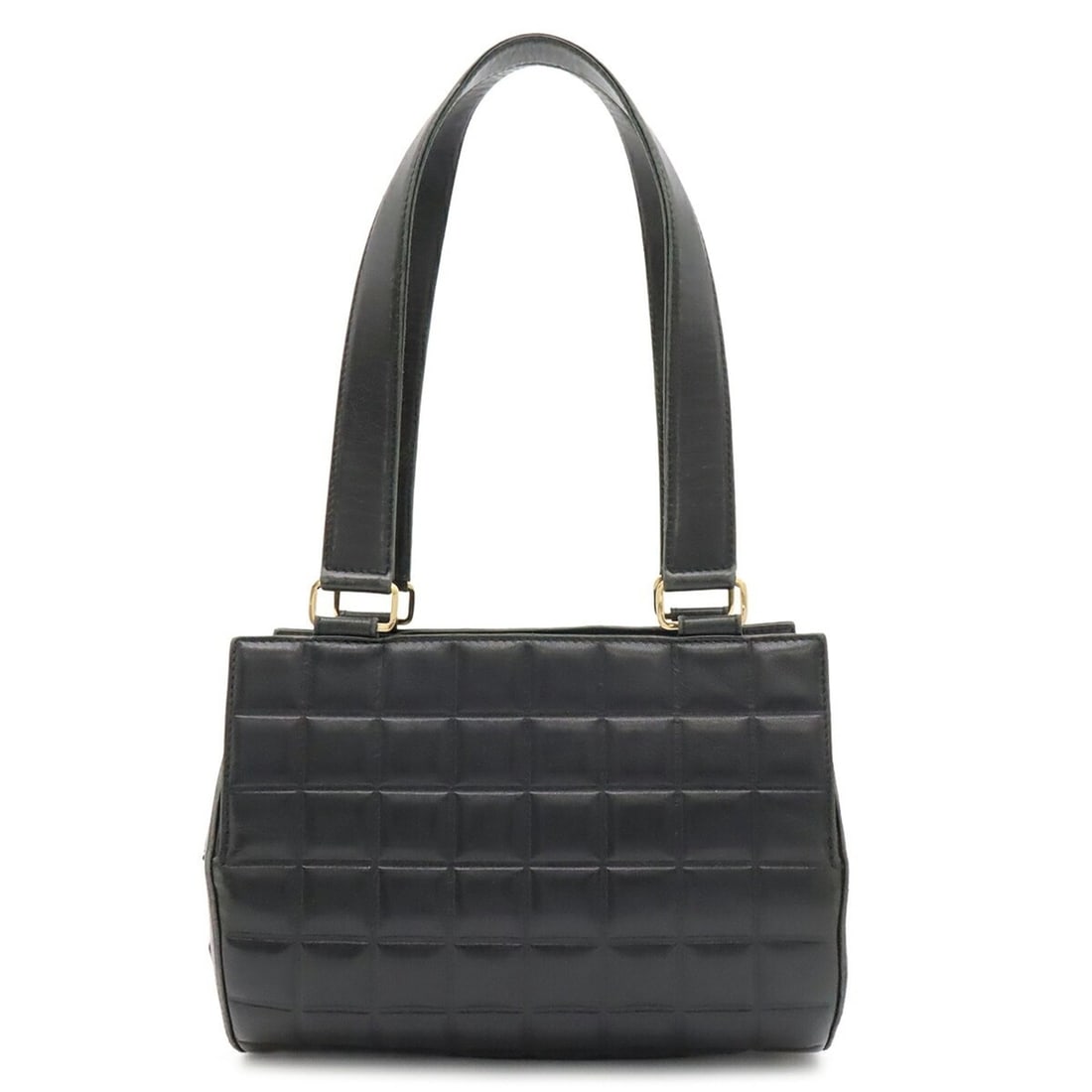 CHANEL Chanel Chocolate Bar Coco Mark Handbag Drum Bag Leather Black: --- Catalog ---Category: SizeSize (HxWxD): 12.5cm x 21.5cm x 13cm / 4.92'' x 8.46'' x 5.11''Category: DesignType: HandbagColor: BlackGender: WomenMaterial: Leather Category: GeneralBrand: Chanel--- It