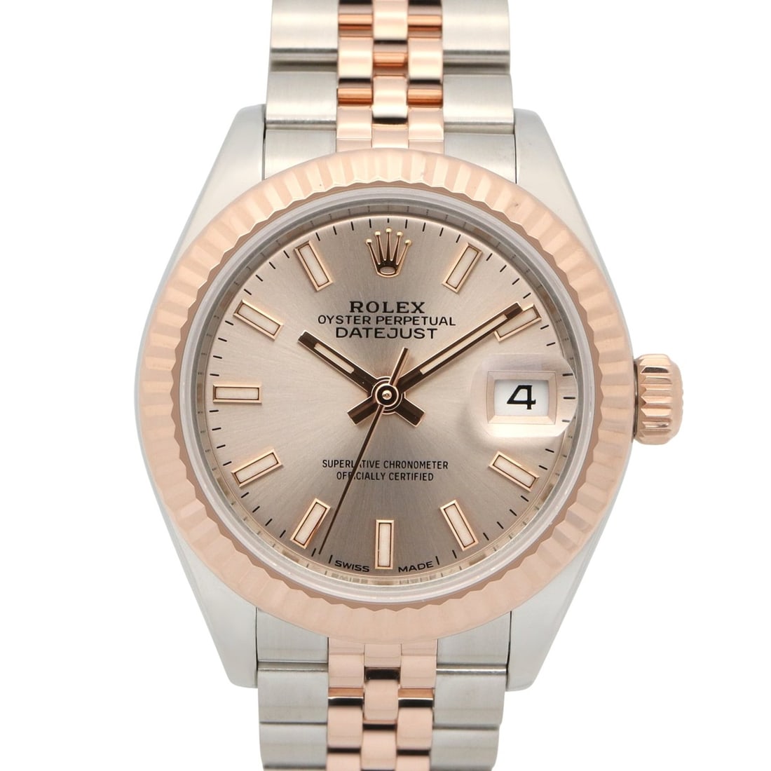 Rolex Datejust Random Serial Number Watch, 18K Pink Gold (PG) Stainless Steel, Ladies', Silver-tone: --- Catalog ---Category: SizeWrist Size: 14.5cm / 5.7''Case Diameter: 28mm / 1.1''Category: DesignType: WristwatchGender: WomenColor (Dial): SilverMaterial (Band): Pink gold (18K), Stainless steelMate