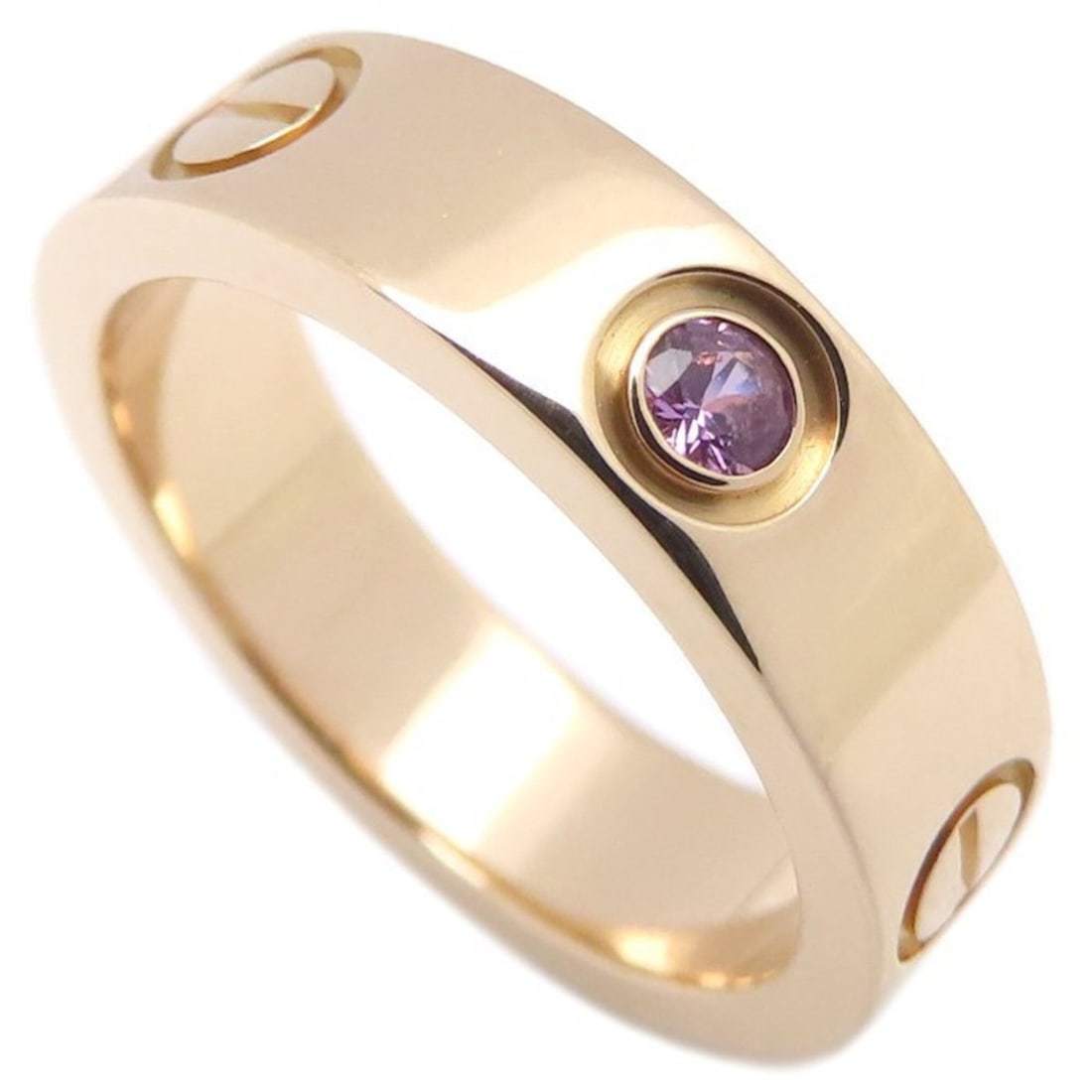 CARTIER Love Ring, Pink Sapphire, Size #54, 18K Gold, Women's, Item No. 295895: --- Catalog ---Category: SizeJP Size: 14US Size: 7Category: DesignType: Band ringGender: WomenMaterial: Pink gold (18K)Category: GeneralLine: LoveBrand: Cartier--- Item List ---Section: ConditionRanki