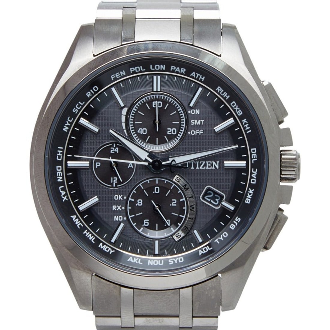 Citizen Attesa Eco-Drive Watch H804-T018696 Solar Radio-Controlled Watch, Gray Dial, Stainless (1 of 8)
