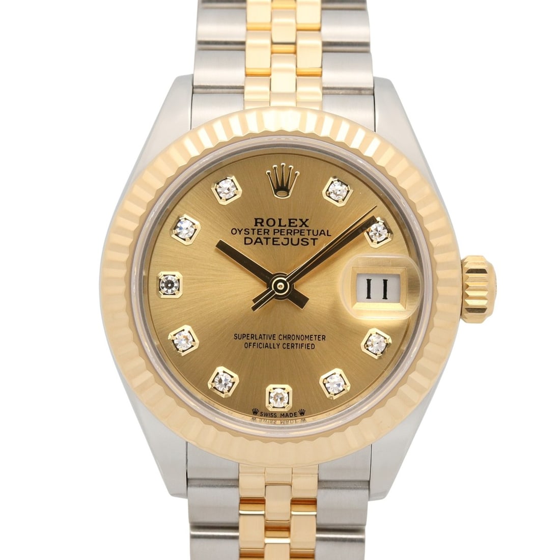 Rolex Datejust 10P Diamond Random Serial Number Watch 18K (Yellow Gold) Stainless Steel Ladies Gold: --- Catalog ---Category: SizeWrist Size: 15.5cm / 6.1''Case Diameter: 28mm / 1.1''Category: DesignType: WristwatchGender: WomenColor (Dial): Champagne, GoldMaterial (Band): Stainless steel, Yellow gol