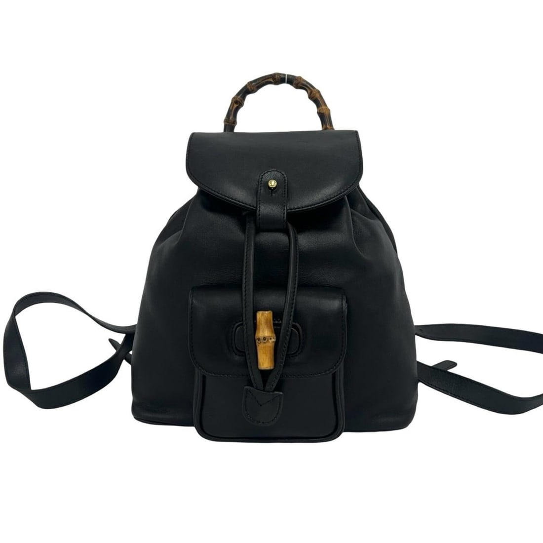 GUCCI Vintage Bamboo Leather Backpack/Daypack (Old Gucci style) - Black Item No. 29533 (1 of 10)