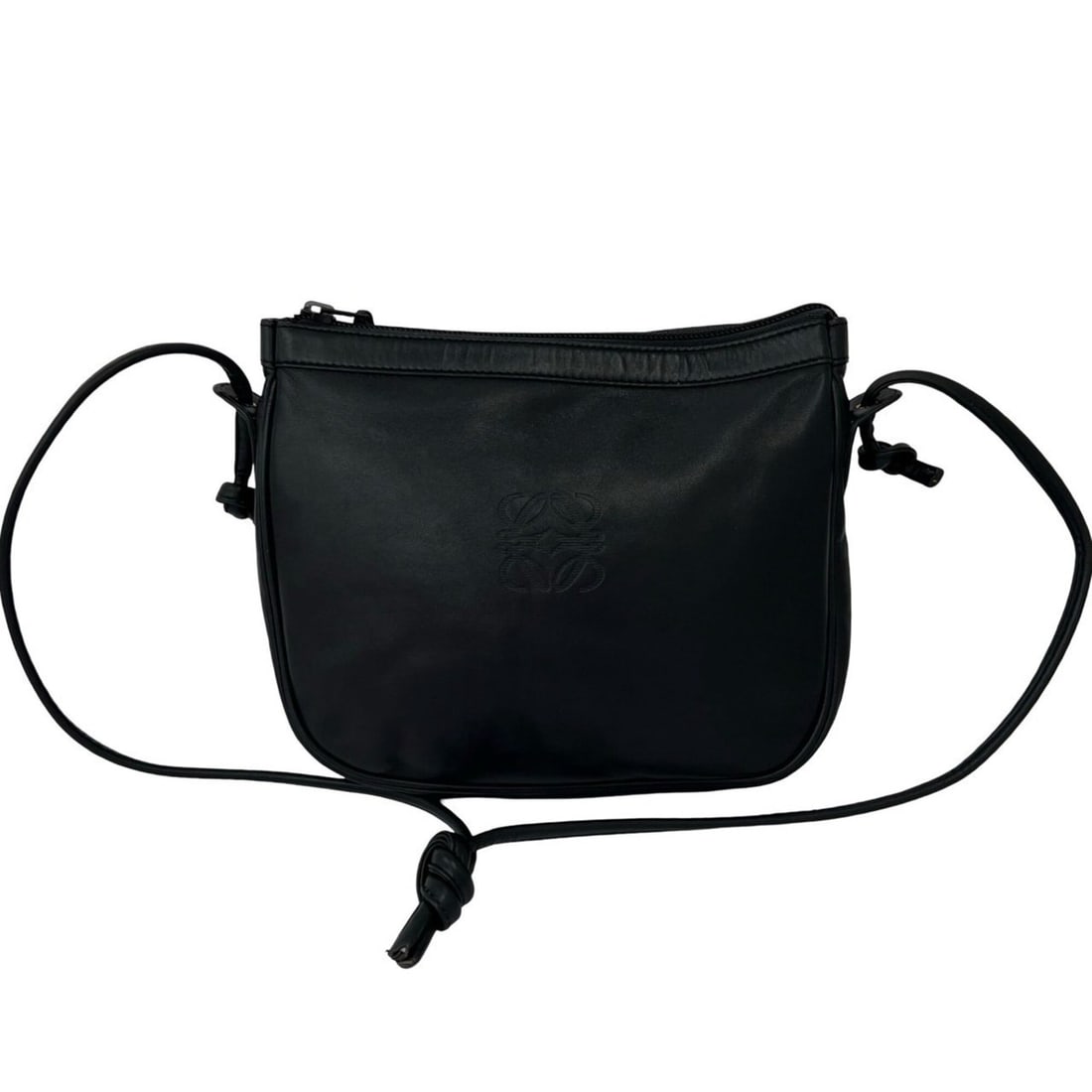 LOEWE Vintage Anagram Logo Leather Mini Shoulder Bag/Pouch/Sacoche, Black, 411-7: --- Catalog ---Category: SizeSize (HxWxD): 20cm x 24cm x 7cm / 7.87'' x 9.44'' x 2.75''Category: DesignType: Pochette, Shoulder bagColor: BlackGender: WomenMaterial: Leather Category: GeneralBrand: Lo