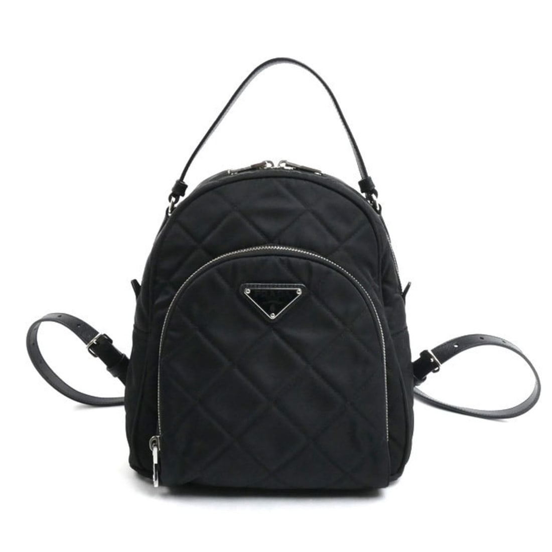 PRADA Tessuto Impunto Backpack/Daypack, Black, 1BZ066 2AS3 F0002, Women's: --- Catalog ---Category: SizeSize (HxWxD): 24cm x 23cm x 11cm / 9.44'' x 9.05'' x 4.33''Category: DesignType: BackpackColor: BlackGender: WomenMaterial: Nylon , Leather Hardware Color: SilverCategory: