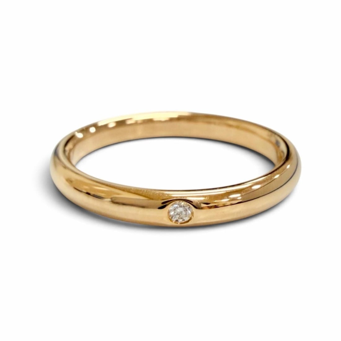 TIFFANY&Co. Tiffany Elsa Peretti Stacking Band Ring, 1P Diamond, 750 (PG) Pink Gold, Weight 4.07g, (1 of 8)