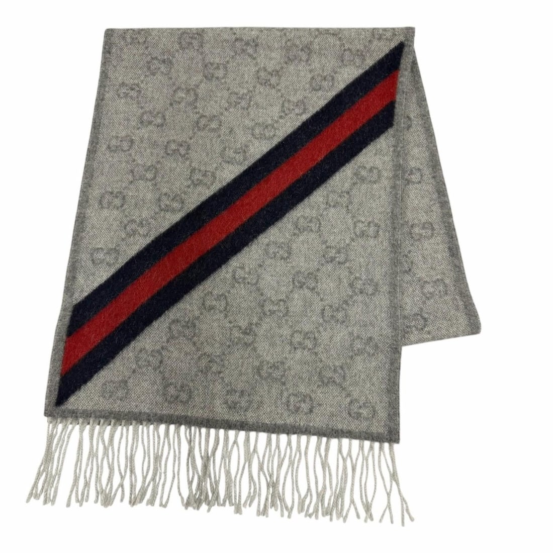 GUCCI 570603 Wool Alpaca GG Pattern Web Line Fringe Stole/Scarf, Gray, 37 x 190cm, Made in Italy,: --- Catalog ---Category: SizeSize (LxW): 1.9m x 37cm / 74.8'' x 14.56''Category: DesignType: StoleColor: GrayGender: WomenMaterial: Wool , Alpaca Category: GeneralMPN: 570603Brand: GucciCountry of Ori