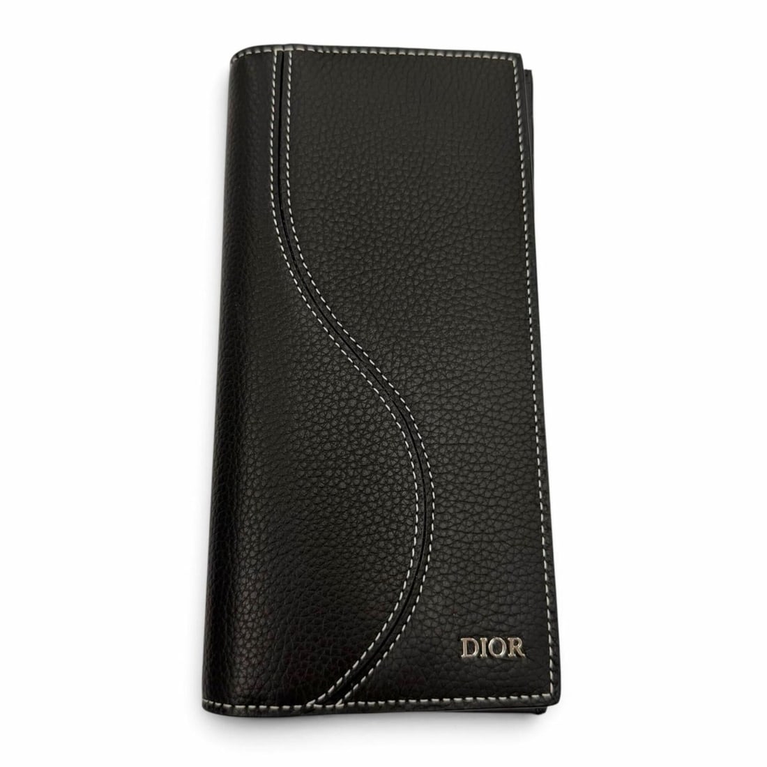 DIOR Homme 2ADBC330YKK Saddle Leather Long Wallet with Logo Hardware, Bi-fold, Black, Made in Italy, (1 of 11)