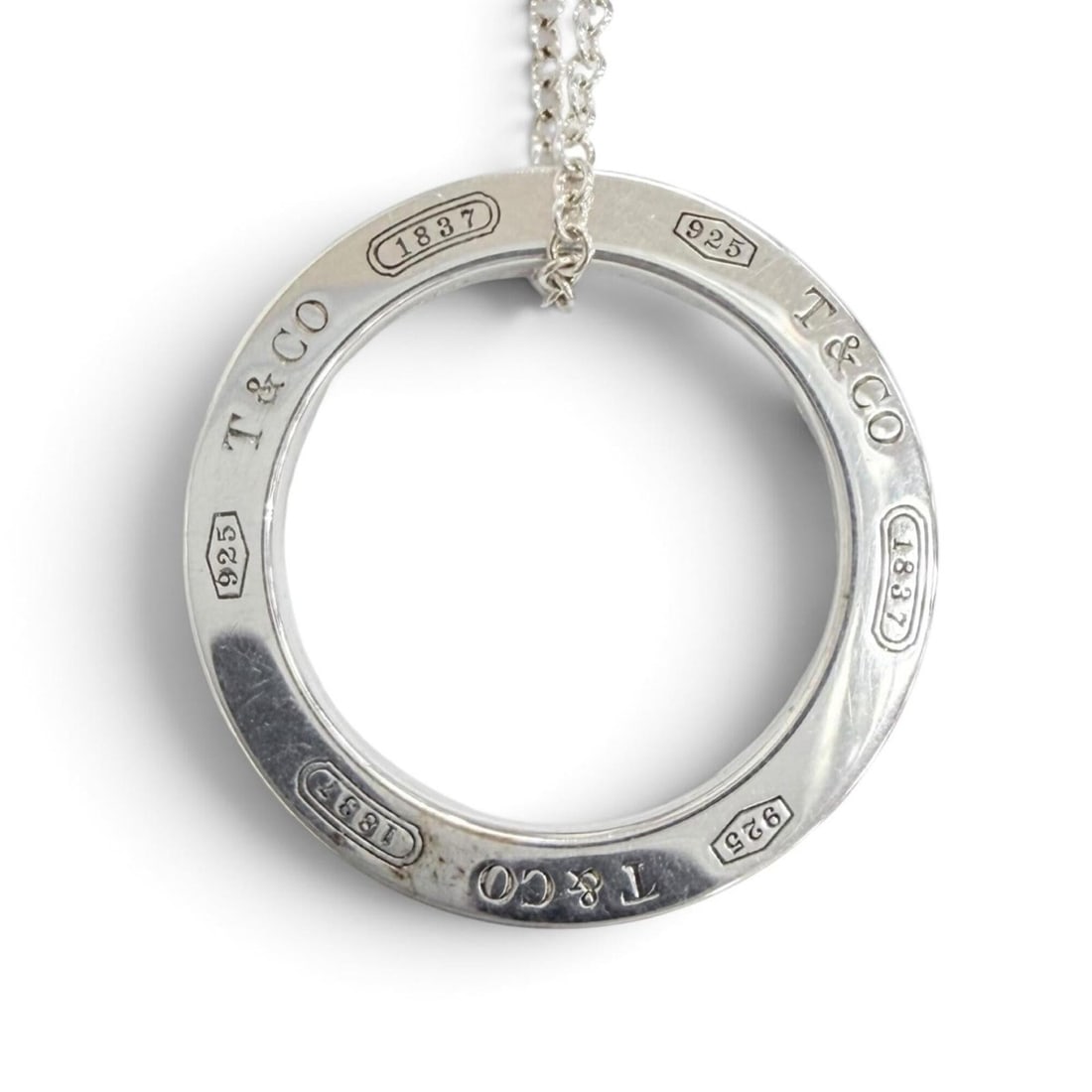 TIFFANY&Co. Tiffany 1837 Circle Pendant Necklace, AG925 Silver, Weight 3.83g, Women's, Comes with: --- Catalog ---Category: SizePendant Size: 17mm / 0.66''Neck Circumference: 41 cm / 16.14''Category: DesignColor: SilverGender: WomenMaterial: Silver 925Necklace Type: NecklaceCategory: GeneralBrand: 