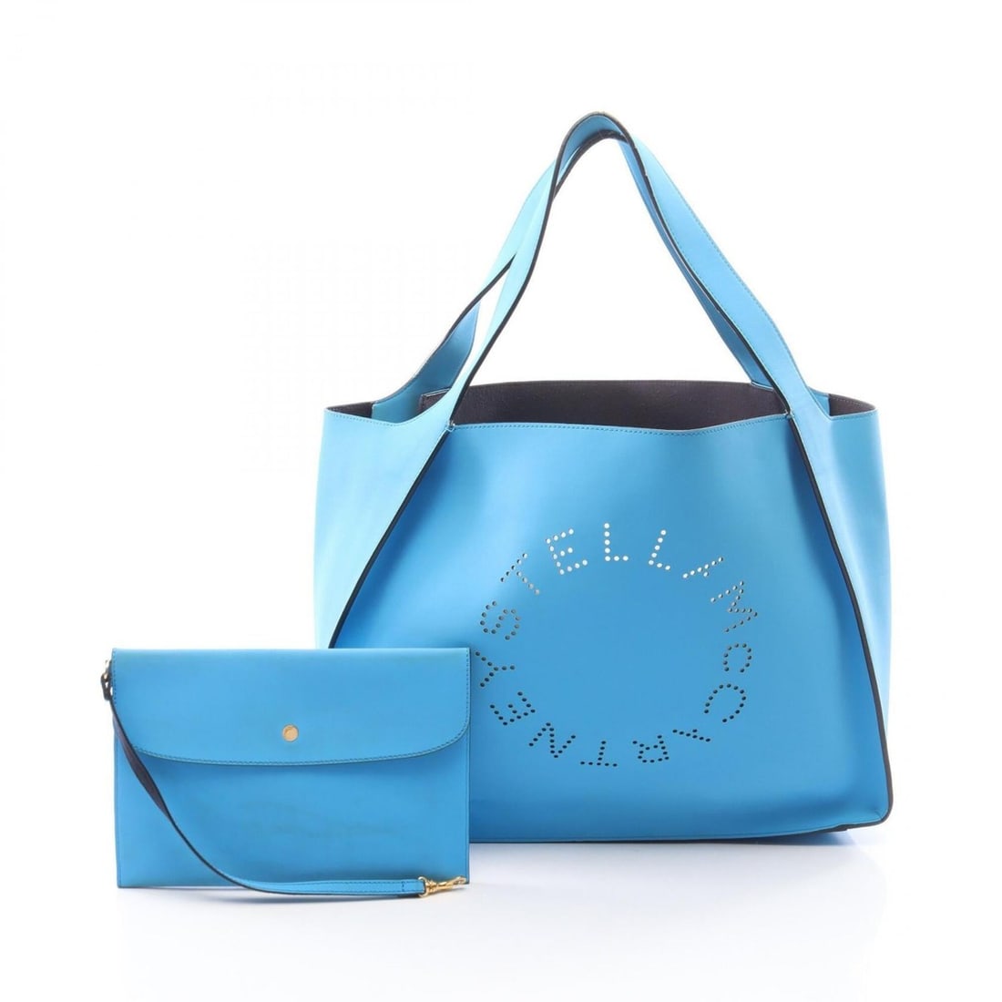 Stella McCartney Logo Tote Bag Handbag, Faux Leather, Women's, Blue, 502793: --- Catalog ---Category: SizeSize (HxWxD): 31cm x 39cm x 15cm / 12.2'' x 15.35'' x 5.9''Category: DesignType: Handbag, Pouch, Tote bagColor: BlueGender: WomenCategory: GeneralMPN: 502793Brand: Stella 