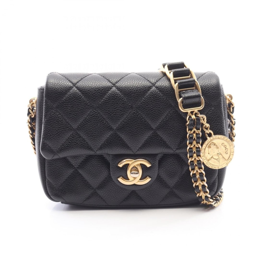 Chanel Matelassé Shoulder Bag/Handbag, Caviar Leather (Grained Calfskin), Women's, Black, AS2482 (1 of 10)