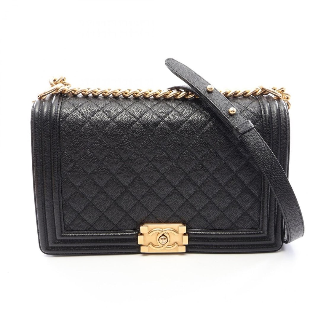 Chanel Boy Large Matelassé Shoulder Bag/Handbag, Caviar Leather (Grained Calfskin), Women's, Black, (1 of 11)