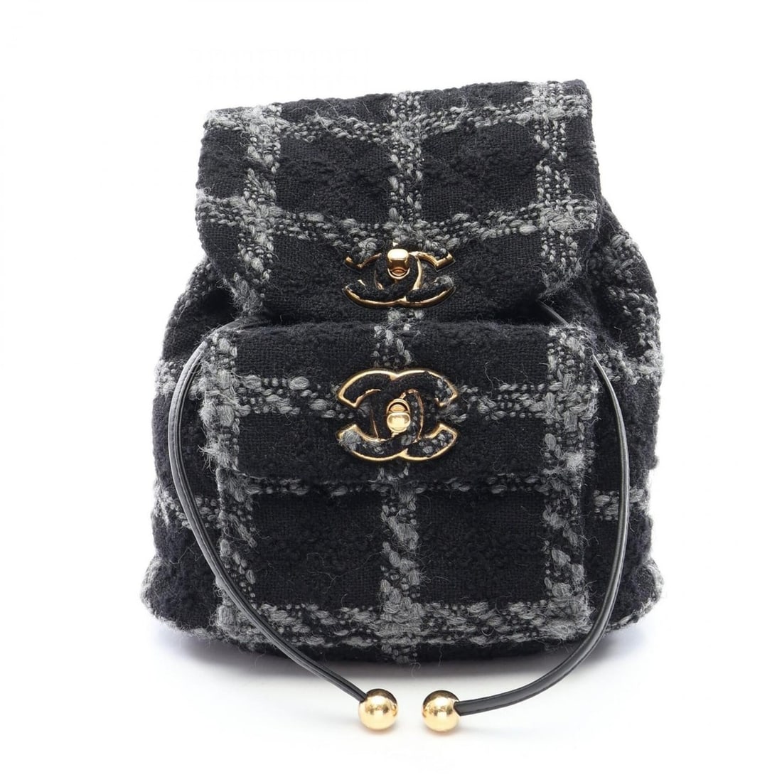 Chanel Coco Mark Backpack/Handbag, Wool, Women's, Black/Gray, AS3615: --- Catalog ---Category: SizeSize (HxWxD): 26cm x 21cm x 9cm / 10.23'' x 8.26'' x 3.54''Category: DesignType: Backpack, HandbagColor: Black, GrayGender: WomenMaterial: Wool Hardware Color: GoldCategor