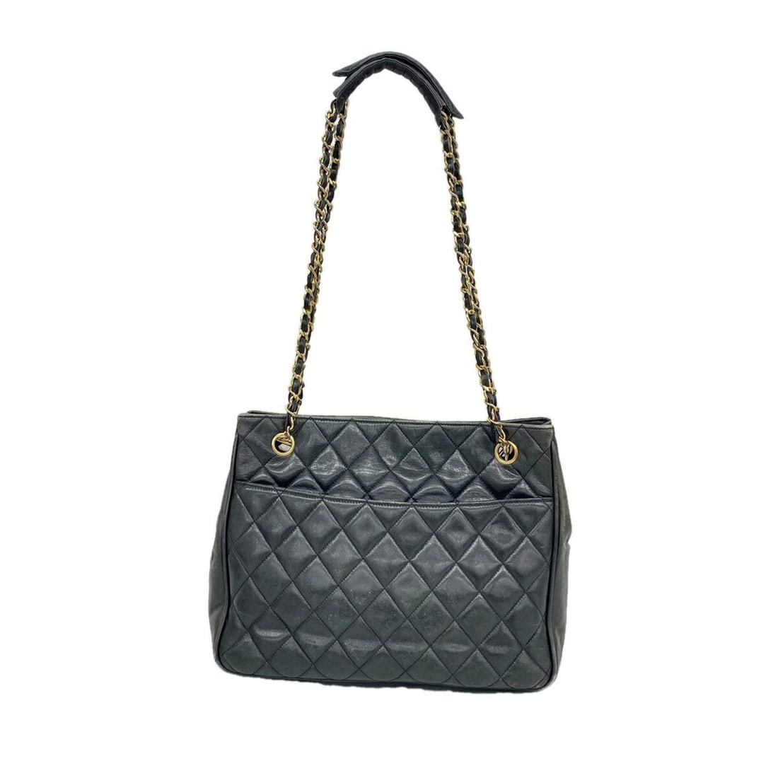 Chanel Matelassé Lambskin Chain Tote Bag, Black, for Women: --- Catalog ---Category: SizeSize (HxWxD): 23cm x 28cm x 8.5cm / 9.05'' x 11.02'' x 3.34''Category: DesignType: Tote bagColor: BlackGender: WomenMaterial: Leather Hardware Color: GoldLeather/Fur Type: