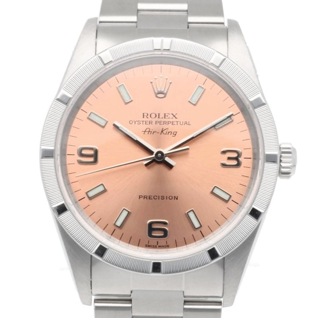 Rolex Air-King Oyster Perpetual Watch, Stainless Steel, Model 14010M, Automatic Winding, Overhauled,: --- Catalog ---Category: SizeWrist Size: 16.5cm / 6.49''Case Diameter: 34mm / 1.34''Category: DesignType: WristwatchGender: MenColor (Dial): PinkMaterial (Band): Stainless steelMaterial (Case): Stainl