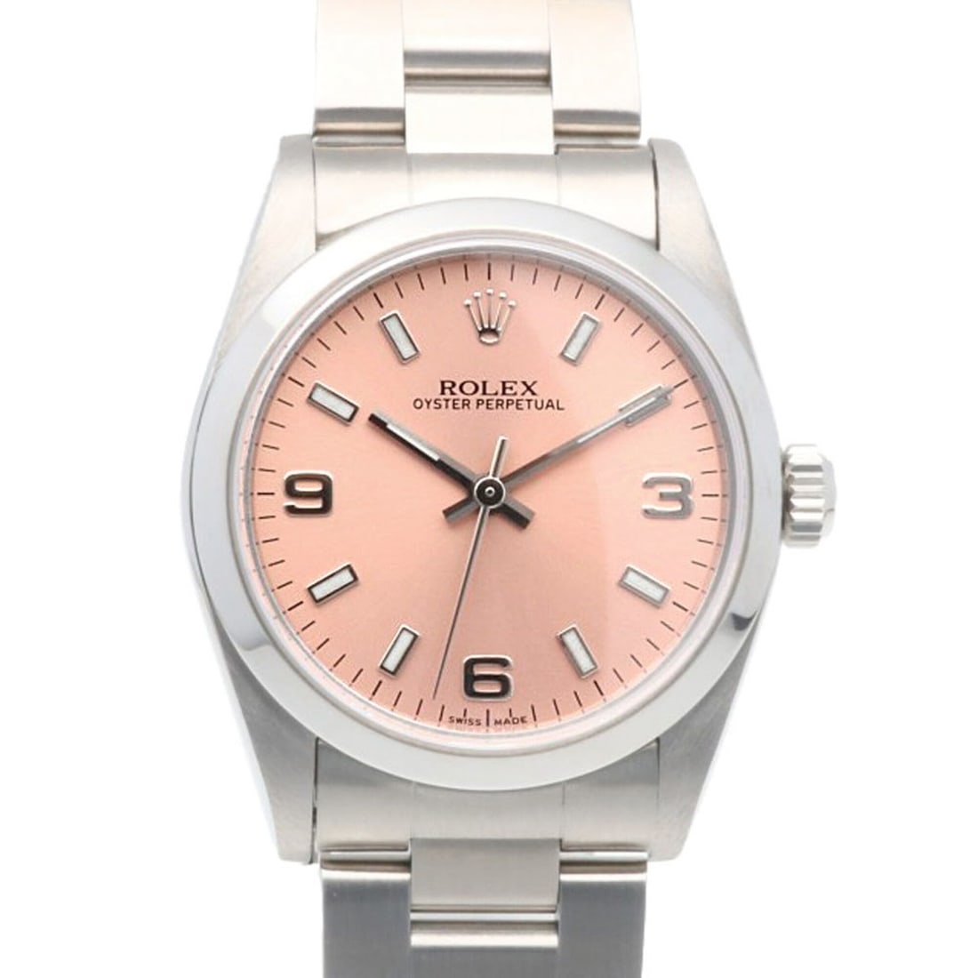 Rolex Oyster Perpetual Wristwatch, Stainless Steel, 77080, Automatic Winding, Overhauled, Polished,: --- Catalog ---Category: SizeWrist Size: 18cm / 7.08''Case Diameter: 29.5mm / 1.16''Category: DesignType: WristwatchGender: WomenColor (Dial): PinkMaterial (Band): Stainless steelMaterial (Case): Stai