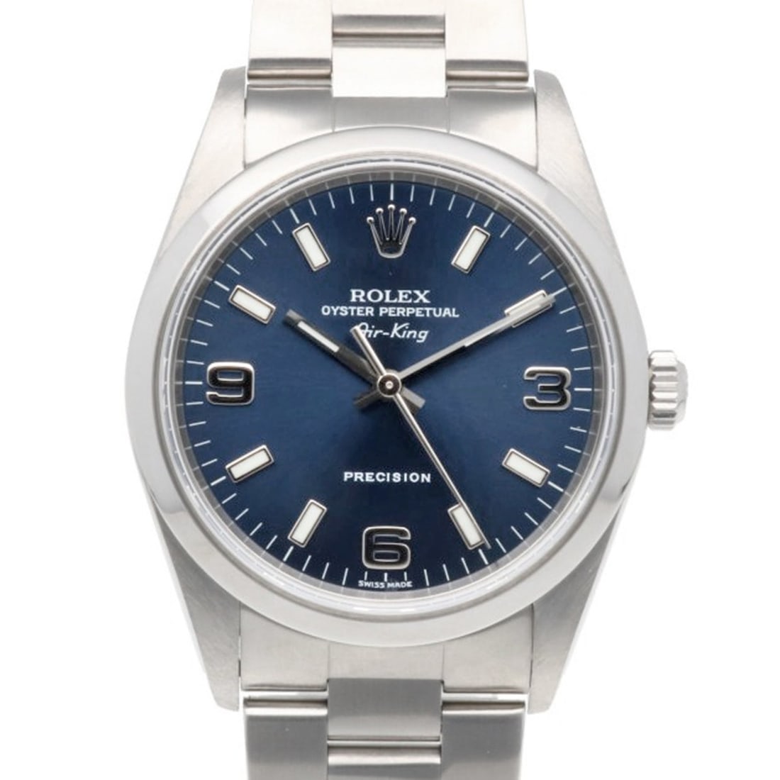 Rolex Air-King Oyster Perpetual Watch, Stainless Steel, 14000M Water Resistance, Automatic Winding,: --- Catalog ---Category: SizeWrist Size: 18.5cm / 7.28''Case Diameter: 34.5mm / 1.36''Category: DesignType: WristwatchGender: MenColor (Dial): BlueMaterial (Band): Stainless steelMaterial (Case): Stai