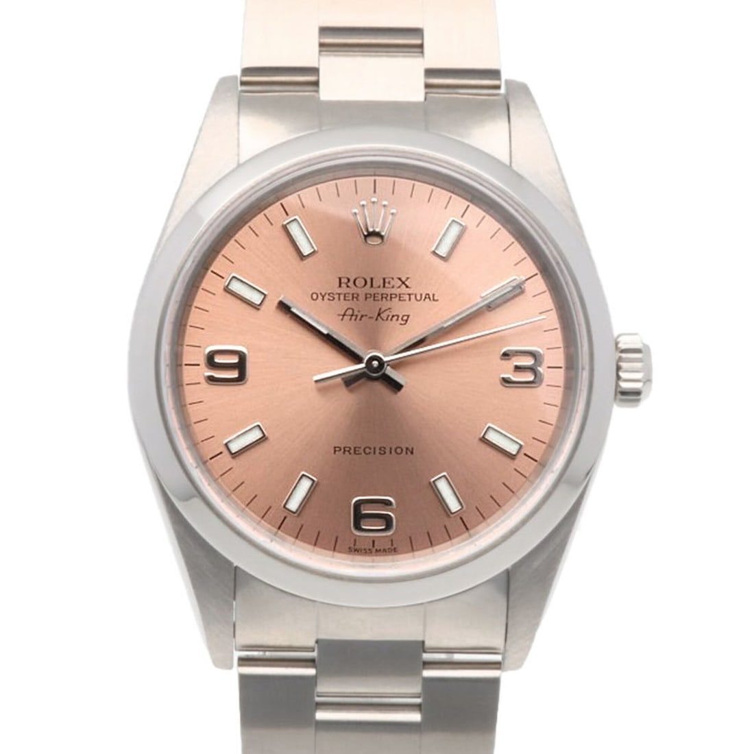 Rolex Air-King Oyster Perpetual Watch, Stainless Steel, 14000 Series, Automatic Winding, Overhauled,: --- Catalog ---Category: SizeWrist Size: 18cm / 7.08''Case Diameter: 34mm / 1.34''Category: DesignType: WristwatchGender: Men,WomenColor (Dial): PinkMaterial (Band): Stainless steelMaterial (Case): St