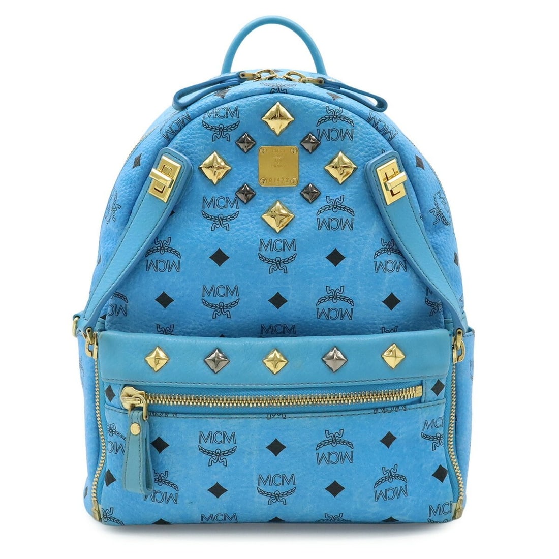 MCM Visetos Dual Stark Backpack/Rucksack/Shoulder Bag with Studs, Blue (MMK5SVE80) (1 of 10)
