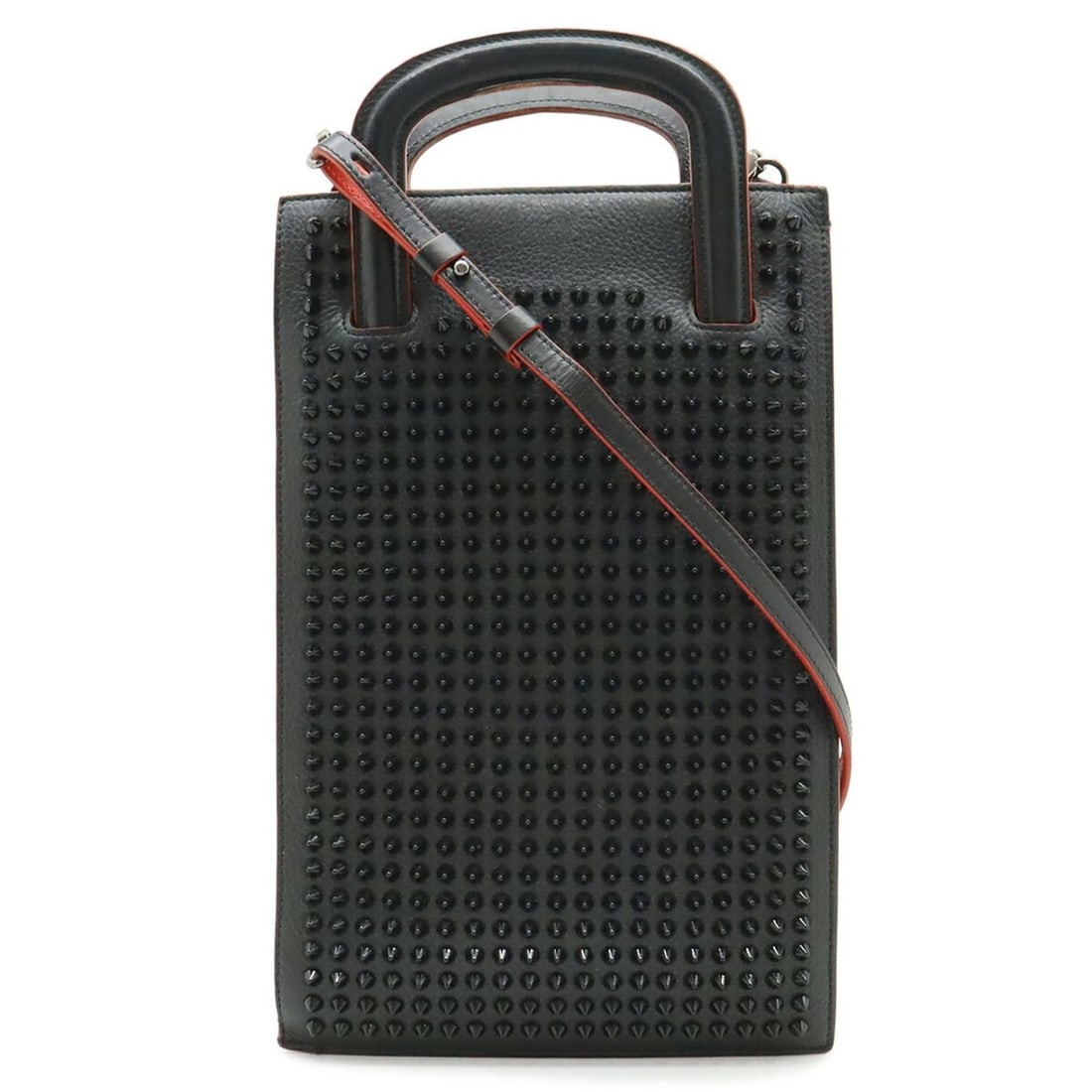 Christian Louboutin TRIC TRAC Small Handbag 3-Way Shoulder Bag Black Red 1165005: --- Catalog ---Category: SizeWeight: 800g / 1.76lb.Size (HxWxD): 31cm x 20cm x 3cm / 12.2'' x 7.87'' x 1.18''Strap Length: 125cm / 49.21''Category: DesignType: Handbag, Shoulder bagColor: Black, Red c