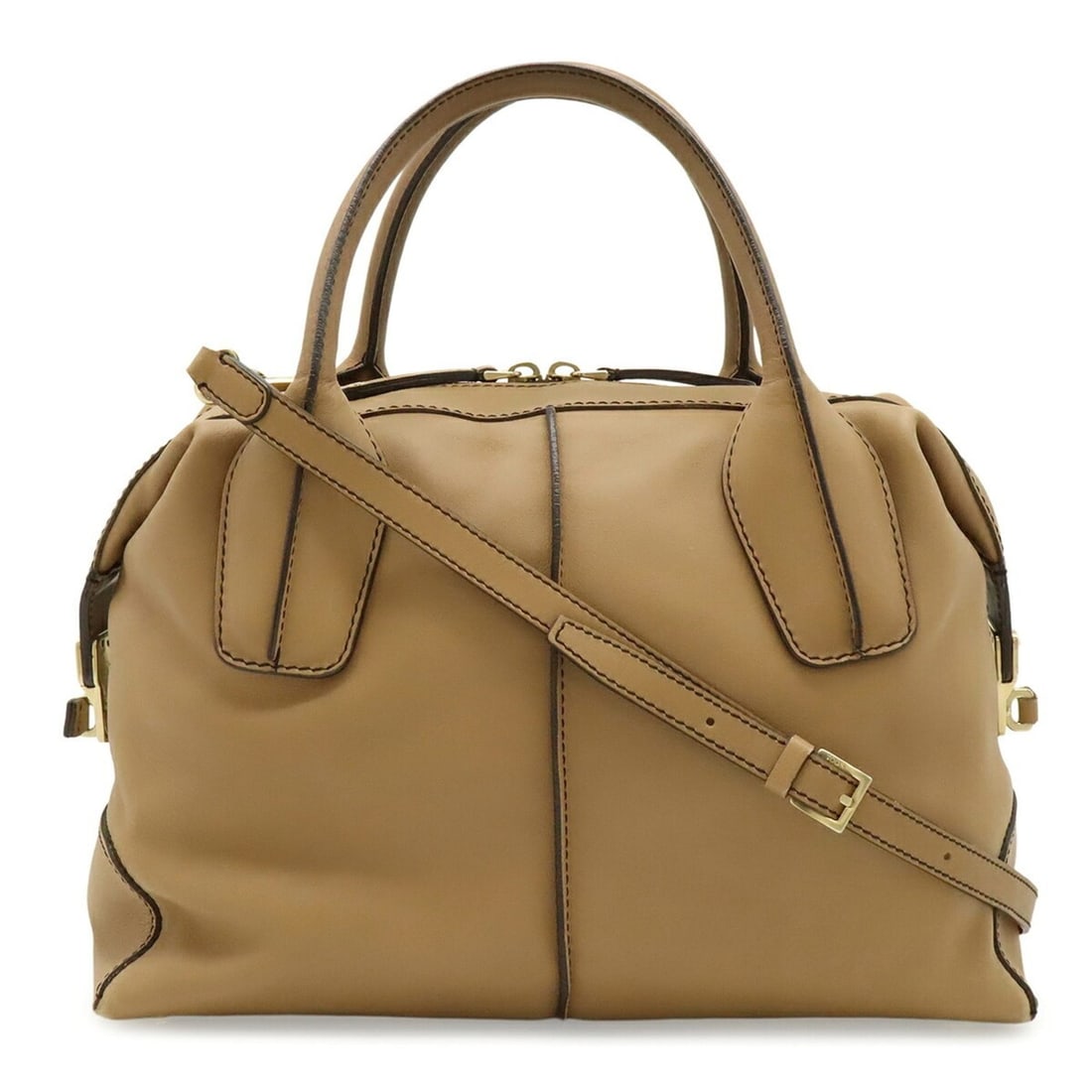 TOD'S D-styling D-bag Handbag Mini Boston Shoulder Bag Leather Brown Beige: --- Catalog ---Category: SizeSize (HxWxD): 22.5cm x 33cm x 16cm / 8.85'' x 12.99'' x 6.29''Strap Length: 110cm / 43.3''Category: DesignType: Handbag, Shoulder bagColor: Beige, BrownStyle: CasualGender